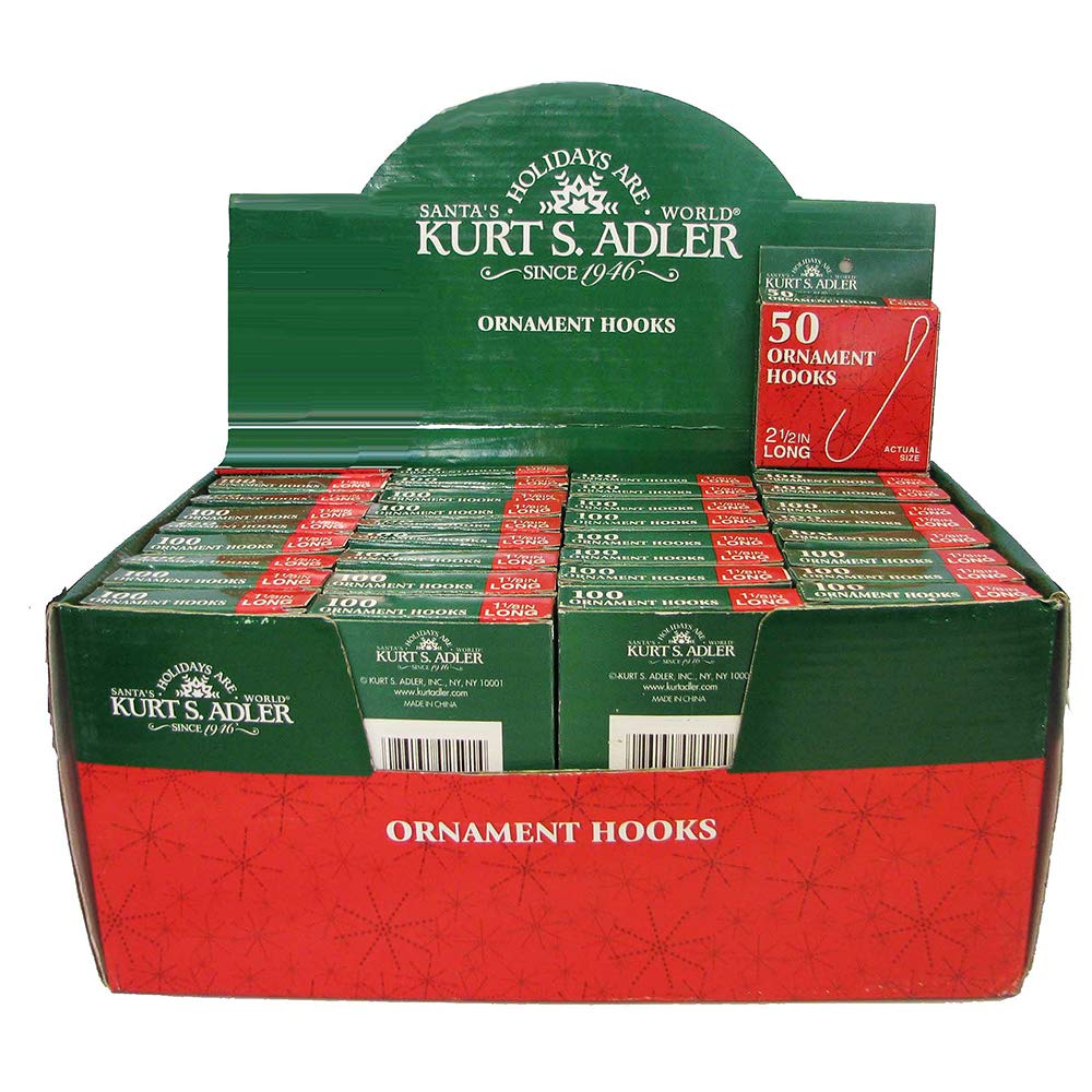 Kurt S. Adler 2.5-Inch Christmas Ornament Hooks - 50 Piece Set for Tree Decorations, Holiday Party & Gift Wrapping | Durable Metal Hangers for Xmas Decor