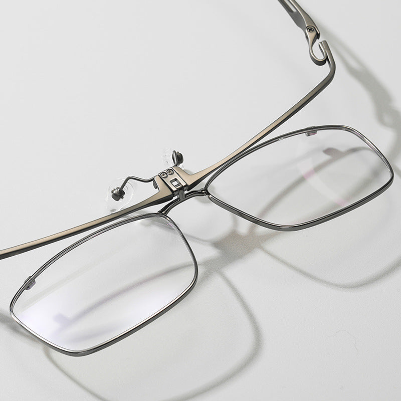 Vintage Titanium Square Flip Cover Eyeglass Frames 11488 - Lightweight Durable Eyewear for Reading, Driving & Fashion Accessories