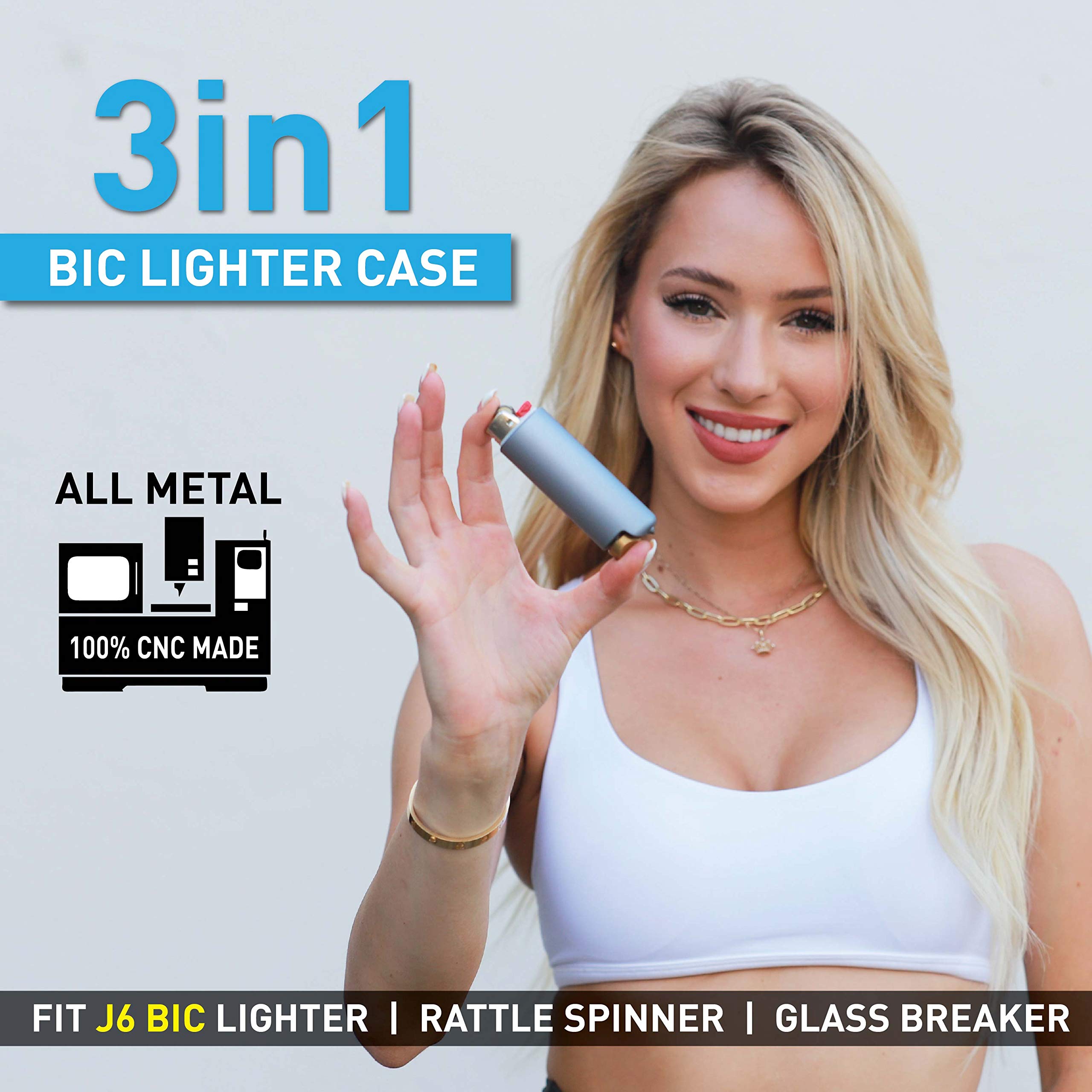 Stinger BIC Lighter Case with Window Breaker & Spinner - for Car & Outdoor Use