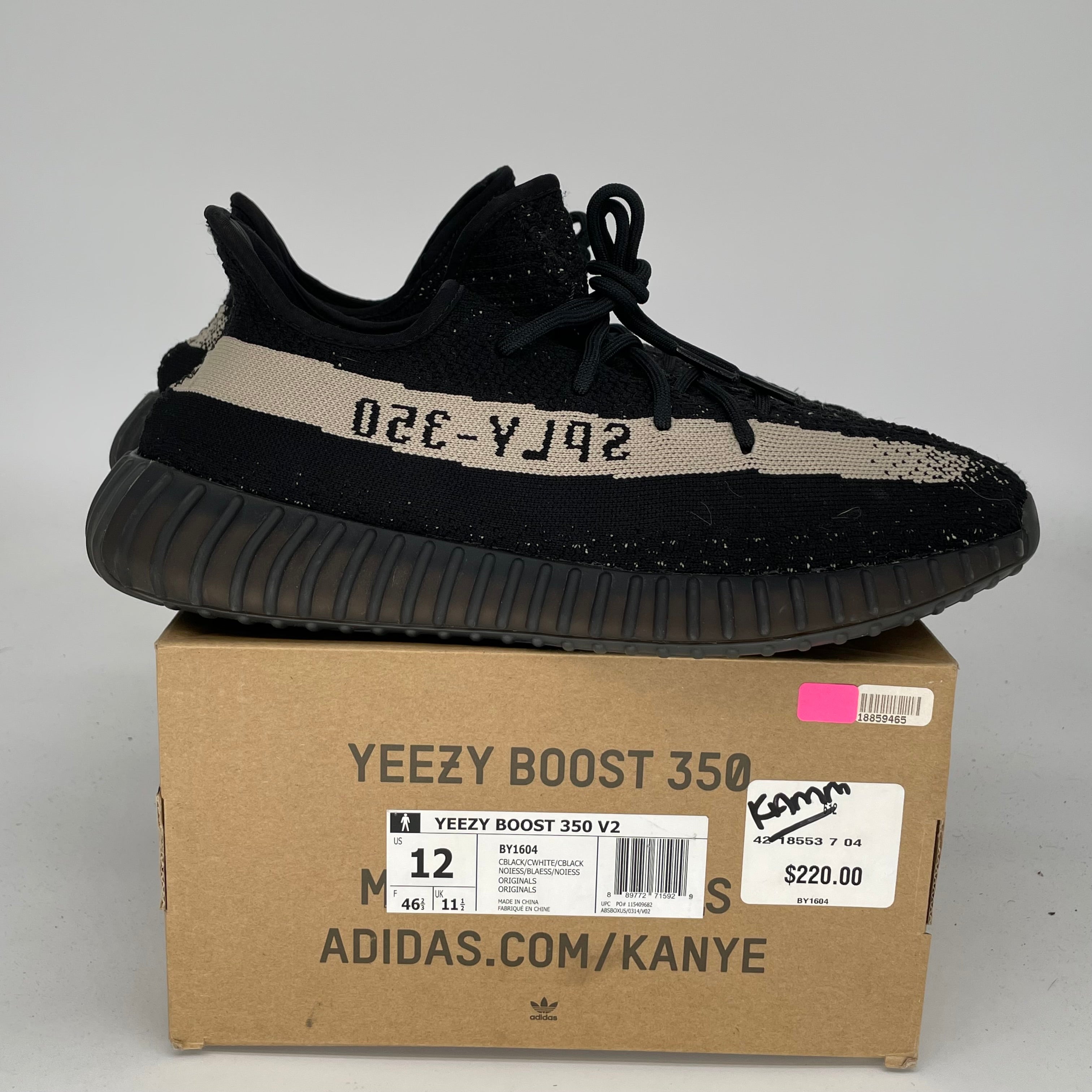 Adidas Yeezy Boost 350 V2 Core Black/White - Men's Size 12 Sneakers BY1604 | Running, Gym & Casual Wear