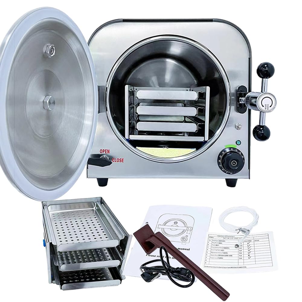 Forwillsky 14L 900W Portable Steam Autoclave Sterilizer Machine for Estheticians & Labs - Includes Shelf & 3 Trays - Perfect for Salon, Tattoo, Dental, and Medical Equipment Sterilization