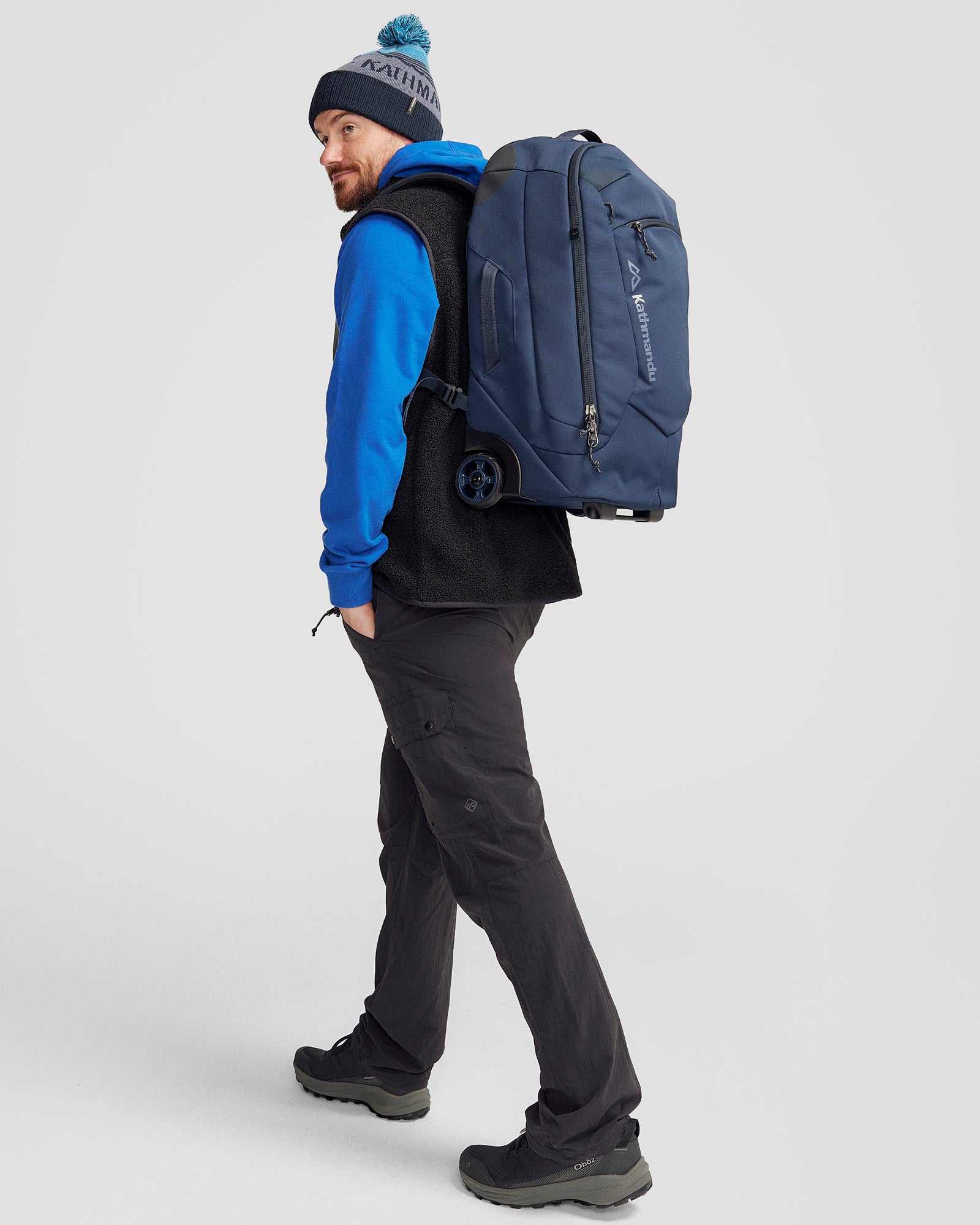 Hybrid Trolley V3 32L Backpack - Waterproof Travel Laptop Backpack with USB Charging Port for Men & Women - Perfect for Business Trips, Commuting and Outdoor Adventures (Pure Navy Blue)