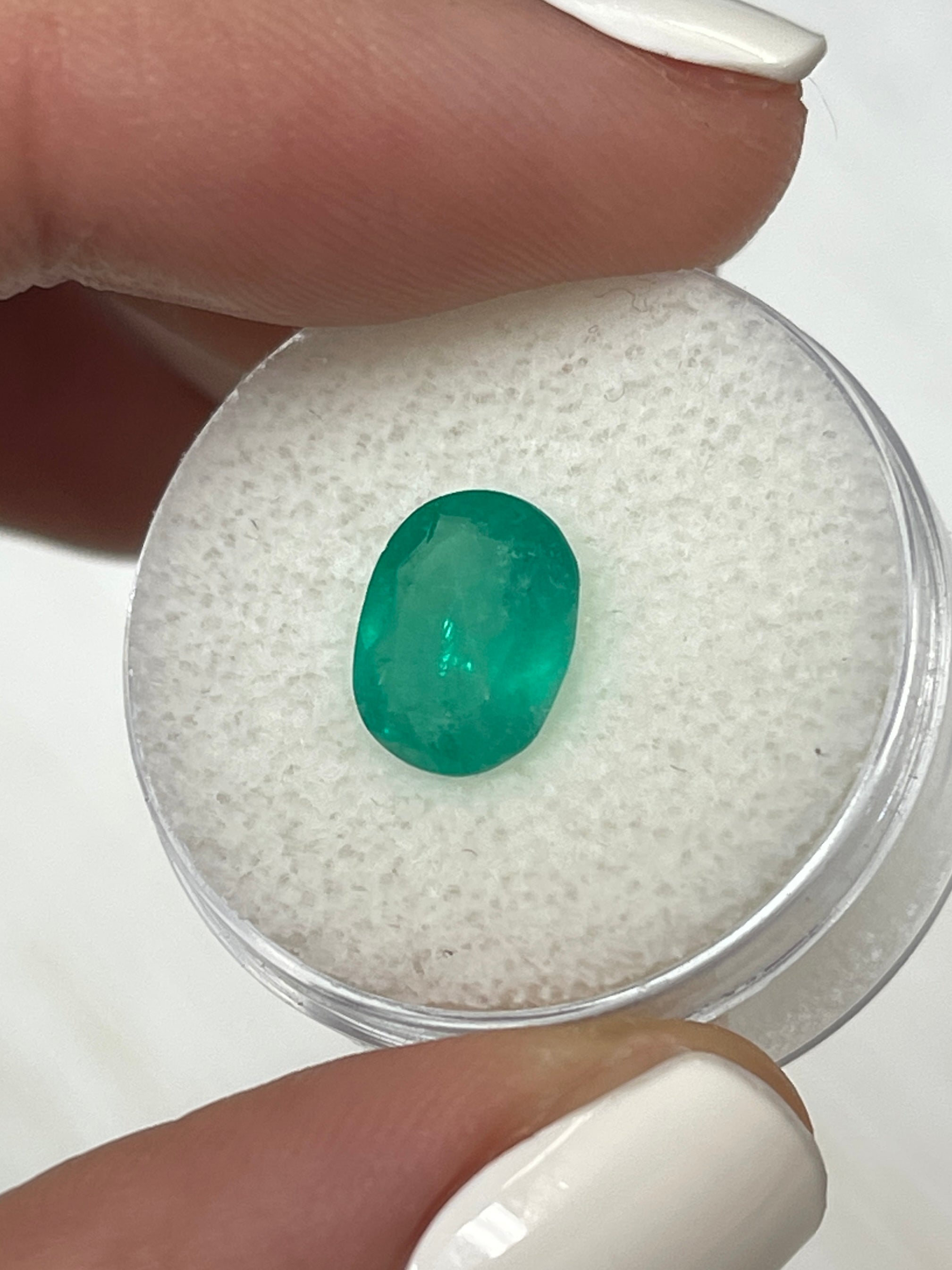 2.11 Carat 10x8mm Medium Bluish Green Natural Loose Colombian Emerald Oval Cut Gemstone for Jewelry Making, Engagement Rings & Collector's Items