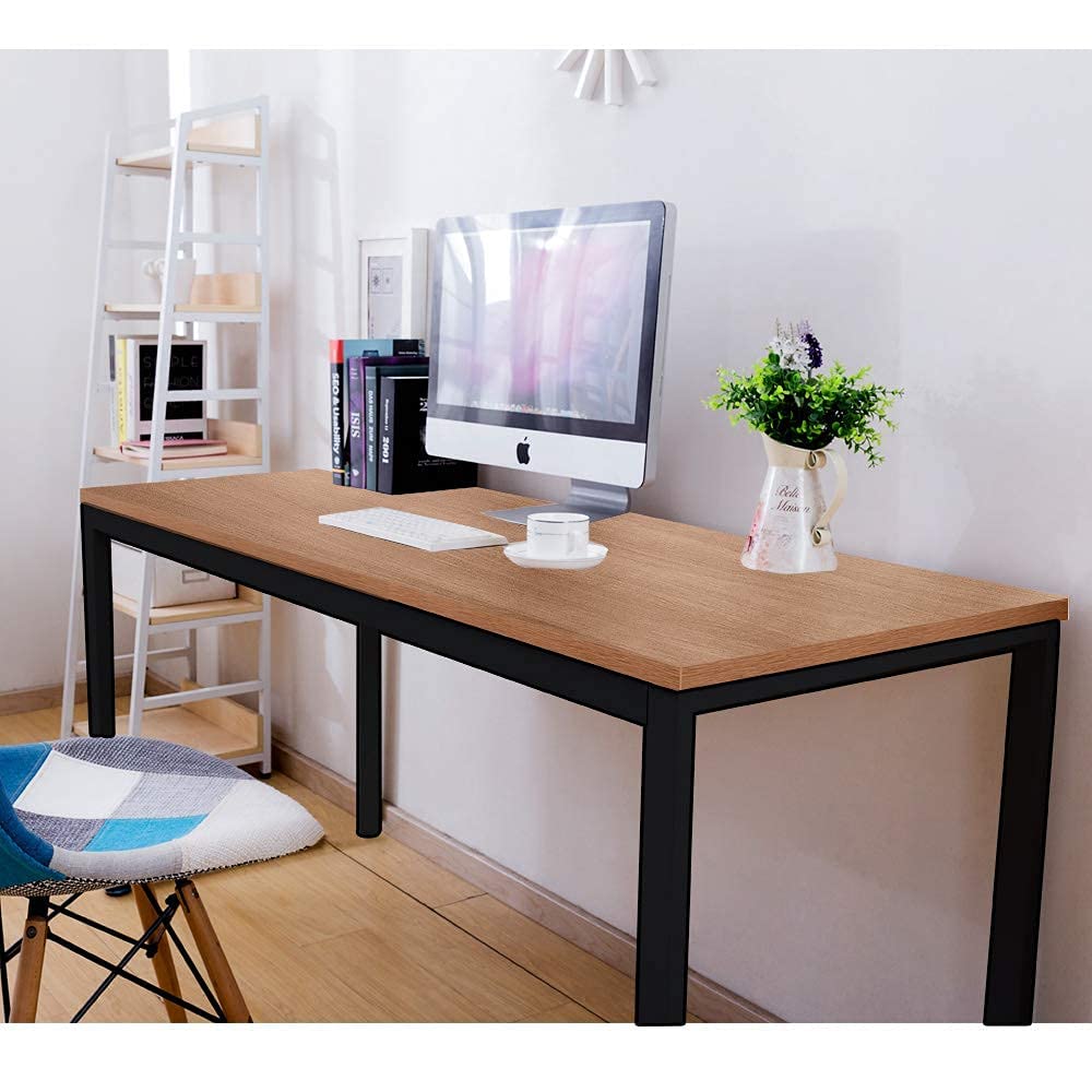 BIBOC 24x55 Inches Computer Desk & Dining Table - Sturdy Composite Wood Office Desk with Walnut & Black Legs - Perfect for Home Office, Study, and Small Space Workstations