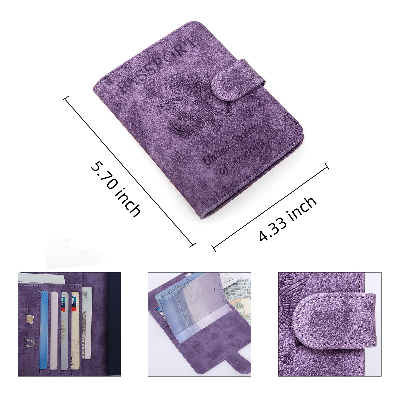 Premium RFID Blocking Passport Holder & Travel Wallet - Secure Leather Passport Cover for Women & Men - Violet (WT002) - Perfect for Airports, Cruises & International Travel