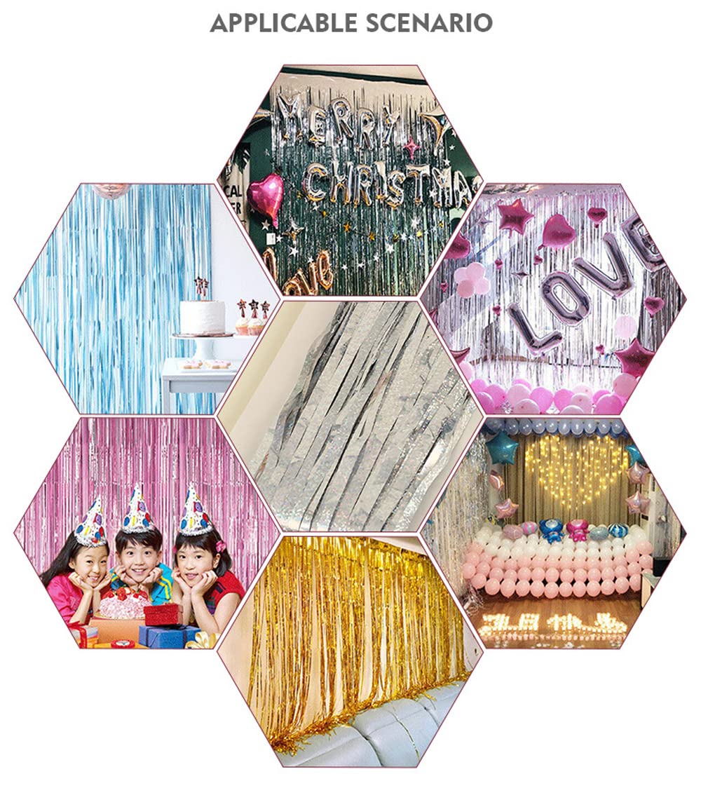 3 Pack Pink Fringe Streamers Backdrop Curtains - 3.3 x 6.6 Feet Tinsel Party Decor for Birthday, Disco, Wedding & Baby Shower - Glamorous Photo Booth & Event Decoration