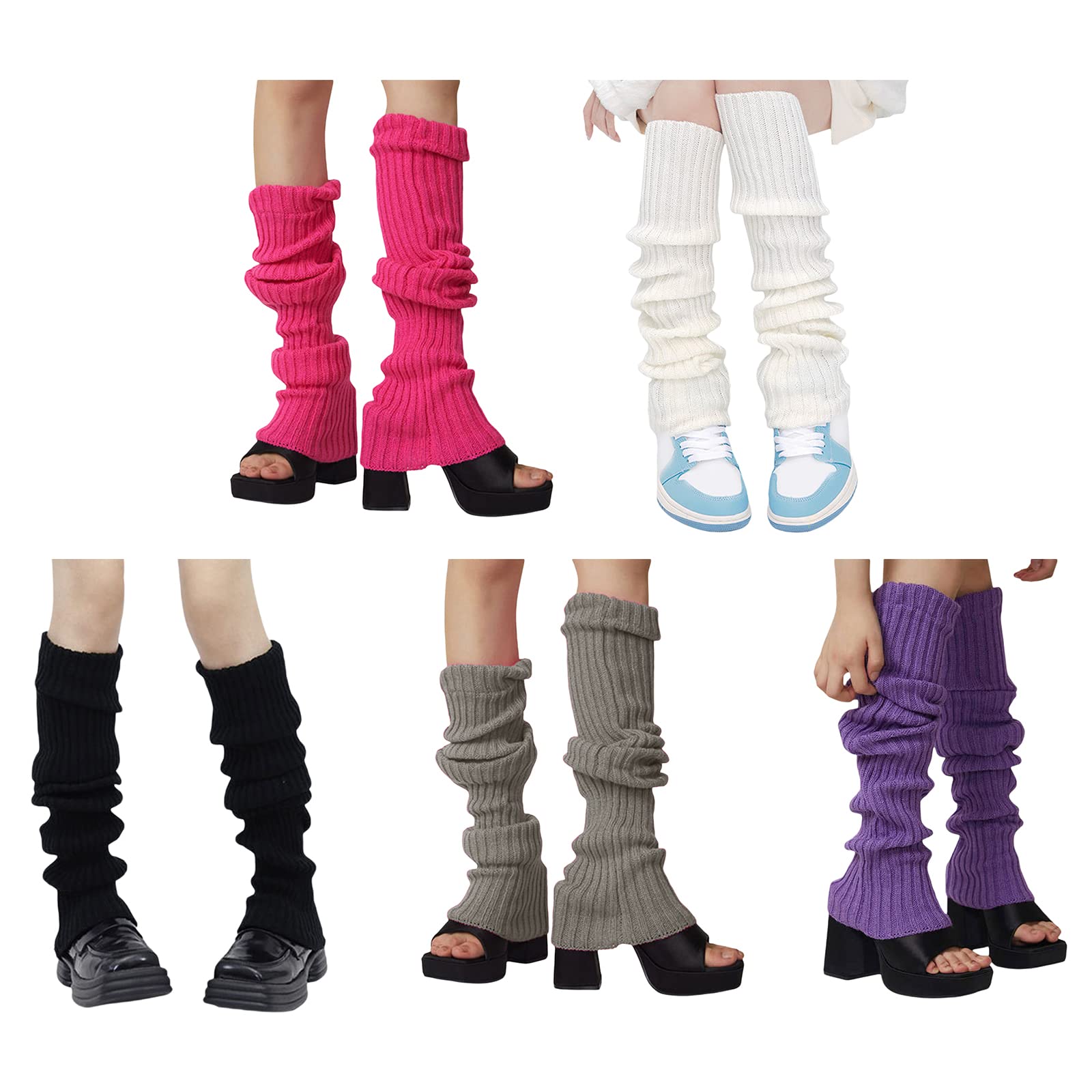 FeMereina Women's Lolita Knit Leg Warmers - Kawaii Winter Boot Socks for Cosplay & Fashion
