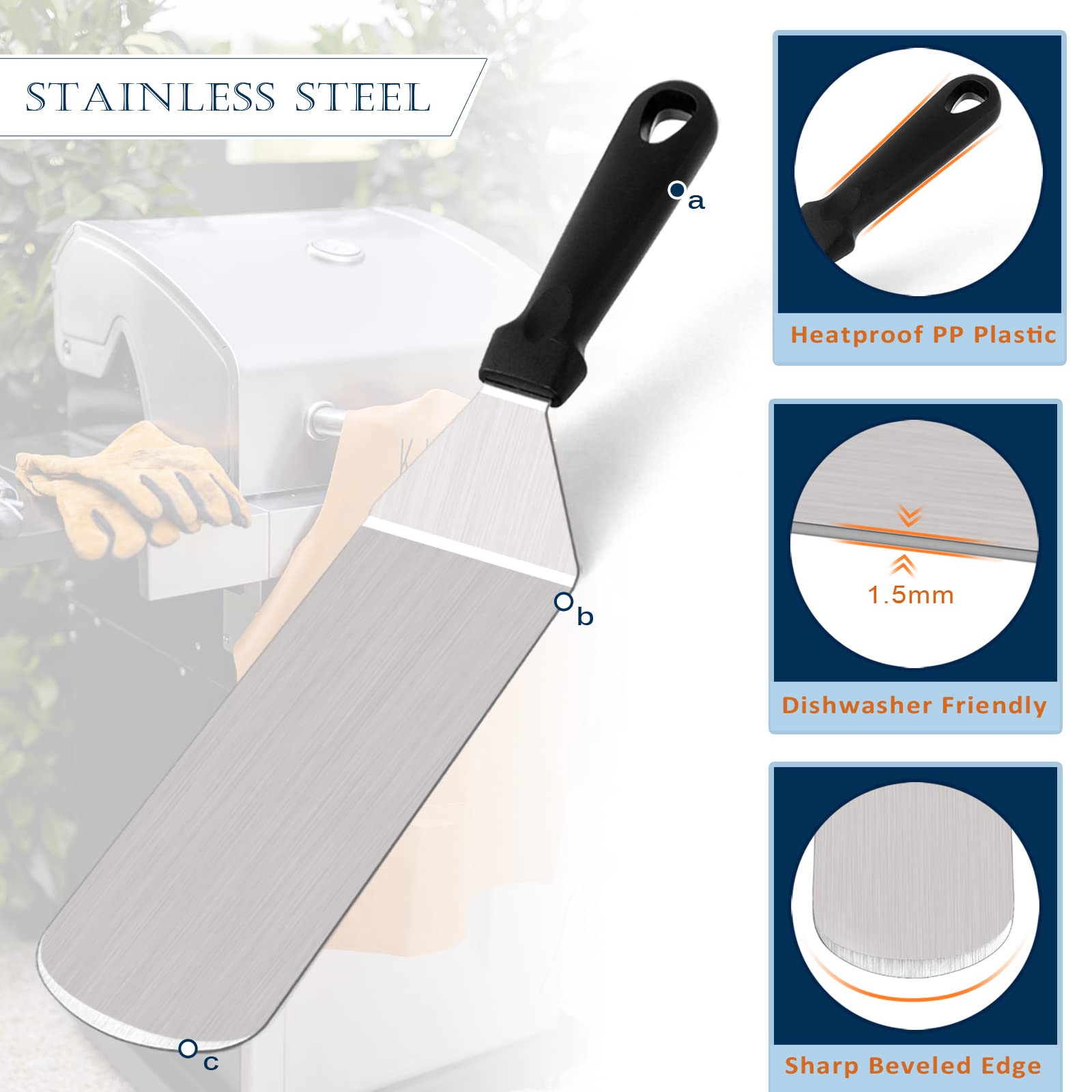 20Pcs Stainless Steel Griddle Accessories Kit - HaSteeL Teppanyaki BBQ Tools Set with Melting Dome, Bacon Press, Spatulas & Scrapers for Indoor/Outdoor Cooking, Camping & Grilling | Durable & Easy to Clean for Backyard Parties, Tailgating & Japanese Hibachi Style Cooking