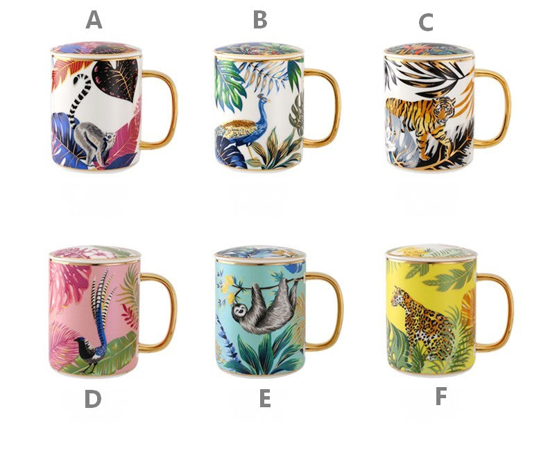 Jungle Animal Porcelain Mugs - 16oz Large Capacity Ceramic Coffee Cups with Gift Box, Creative Office Mugs for Tea, Coffee & Hot Chocolate - Perfect for Home, Office & Gifts