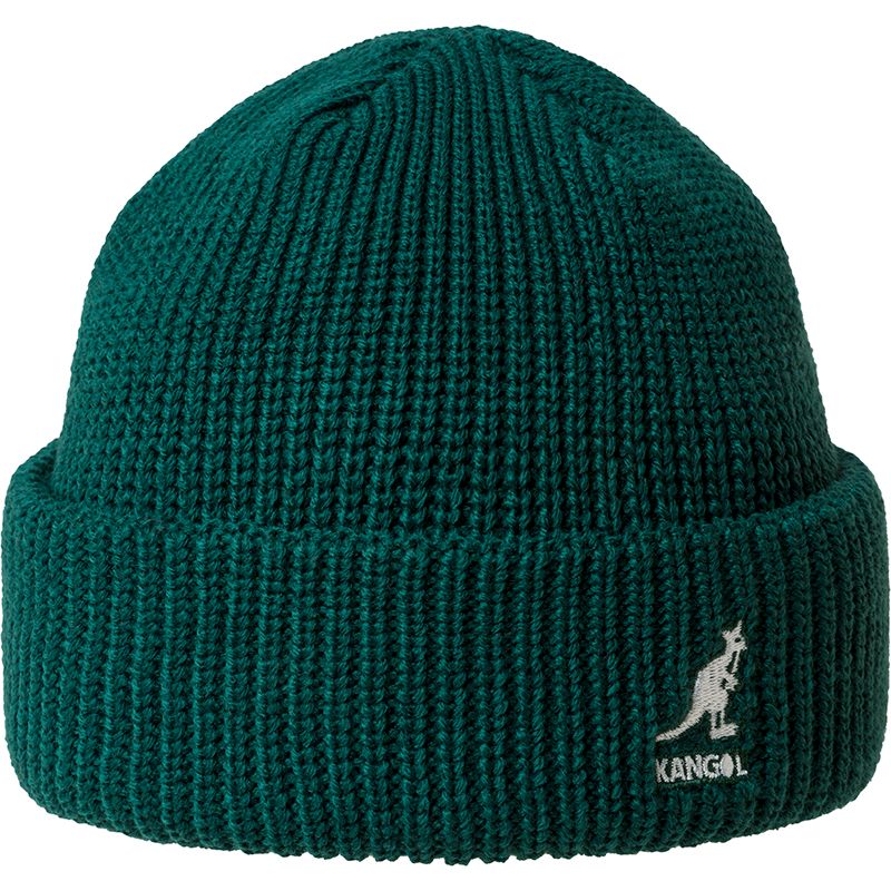 Kangol Cardinal 2-Way Beanie Hat for Men & Women - Soft Winter Knit Pine Green Beanie - Warm Unisex Cuffed Skull Cap for Outdoor Activities, Skiing, and Casual Wear