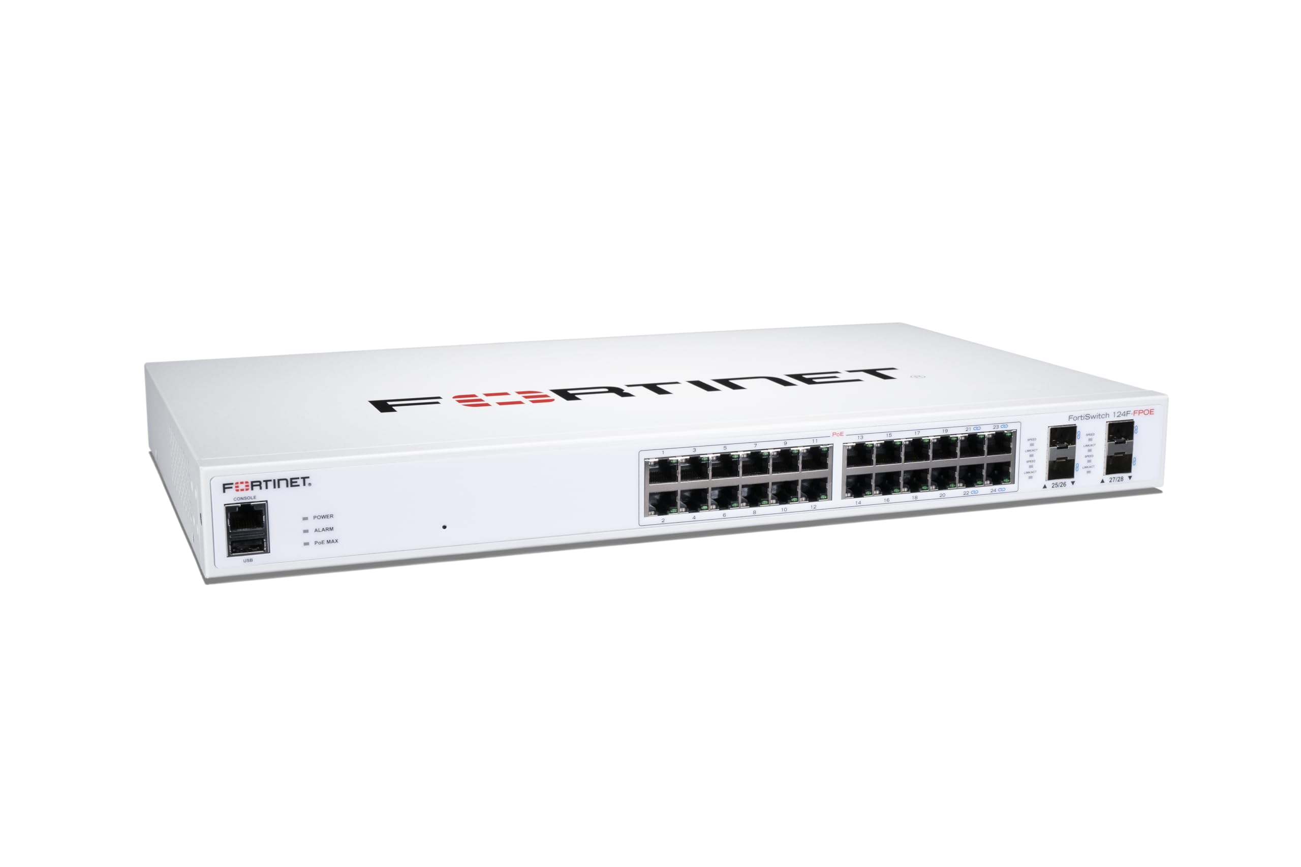 FORTINET FortiSwitch 124F-FPOE 24-Port Managed POE Switch | 24GE + 4SFP+ Ports | Layer 2+ Network Switch | Rack Mountable | Ideal for Office Networks, Data Centers & Enterprise IT Infrastructure
