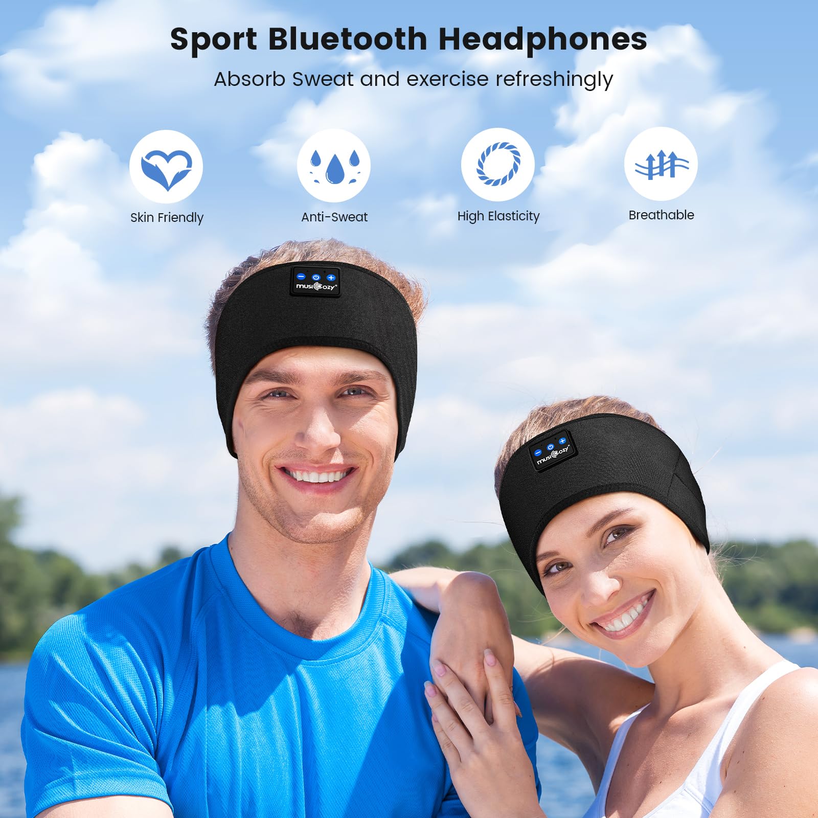 Musicozy Bluetooth Sleep Headphones Headband - Wireless Sleeping Headphones with HD Hi-Fi Speakers, Comfortable Headband for Side Sleepers, Travel, Meditation, Yoga & Audiobooks - Perfect Gift for Insomnia Relief & Relaxation (Ideal for Nighttime Use, Airplane Travel & Stress Relief)
