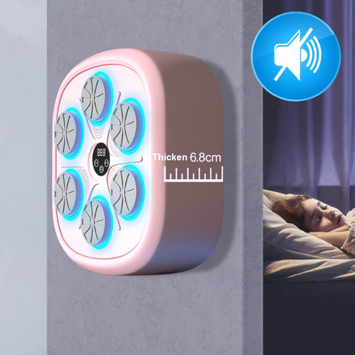 Pink Smart Music Boxing Machine for Adults - Electronic Punching Target with Boxing Gloves, Wall-Mounted Fitness Equipment with Smart Display - Perfect for Home Workouts, Parent-Child Exercise & Stress Relief