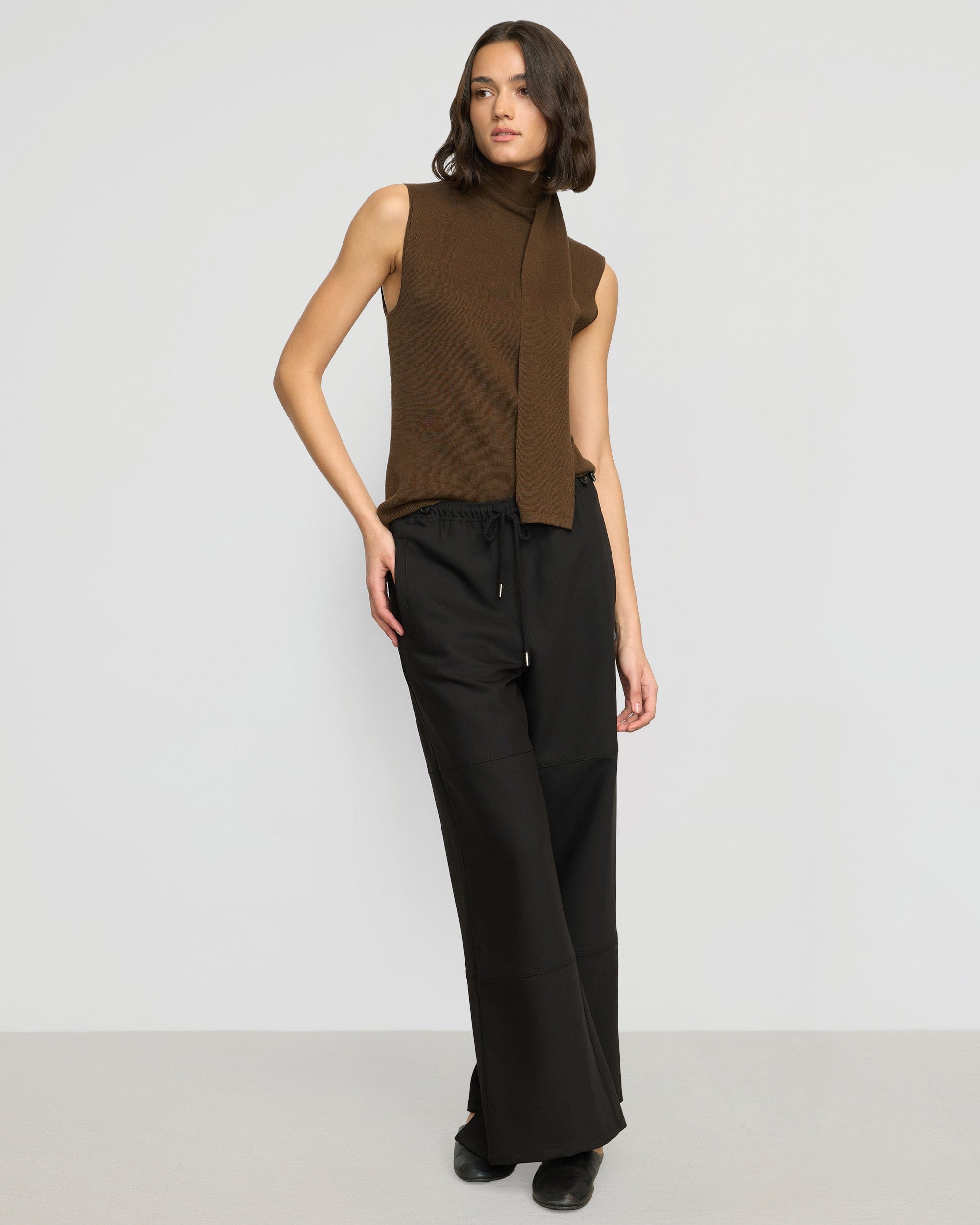 Noemi Stretch Waist Wide Leg Pants for Women - Comfortable High Waisted Trousers with Elastic Band - Perfect for Office, Travel & Casual Wear