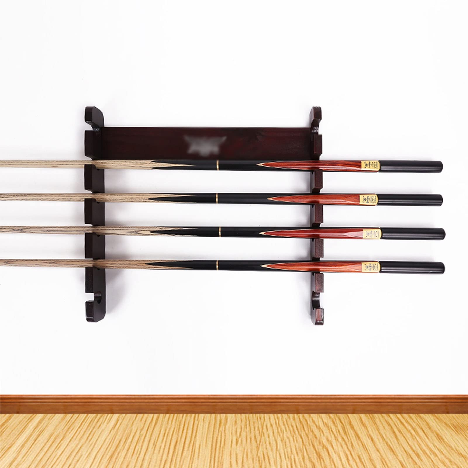 Premium Wall Mount Wooden Pool Cue Rack - Horizontal Hanging Pool Stick Holder for Game Room & Billiard Club - Holds 6 Cues (Cue Rack Only) - Perfect for Home Bars, Man Caves & Pool Hall Accessories
