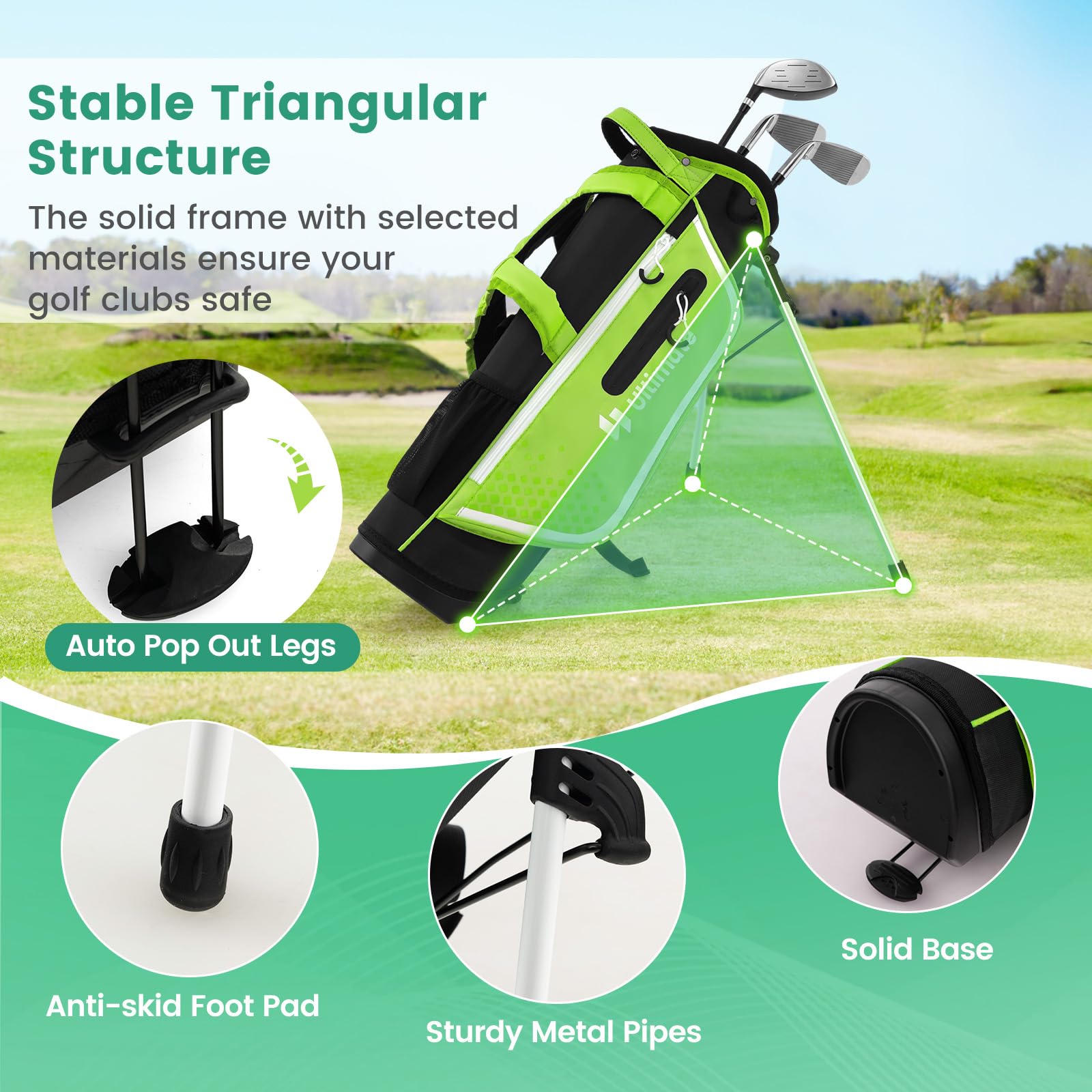 Tangkula Kids Golf Club Set for Children Ages 5-7 - Right Handed Junior Golf Clubs with 205CC #3 Fairway Wood, #7/#S Irons & Putter - Includes Head Covers, Rain Hood & Stand Bag - Perfect for Backyard Practice & Junior Golf Tournaments