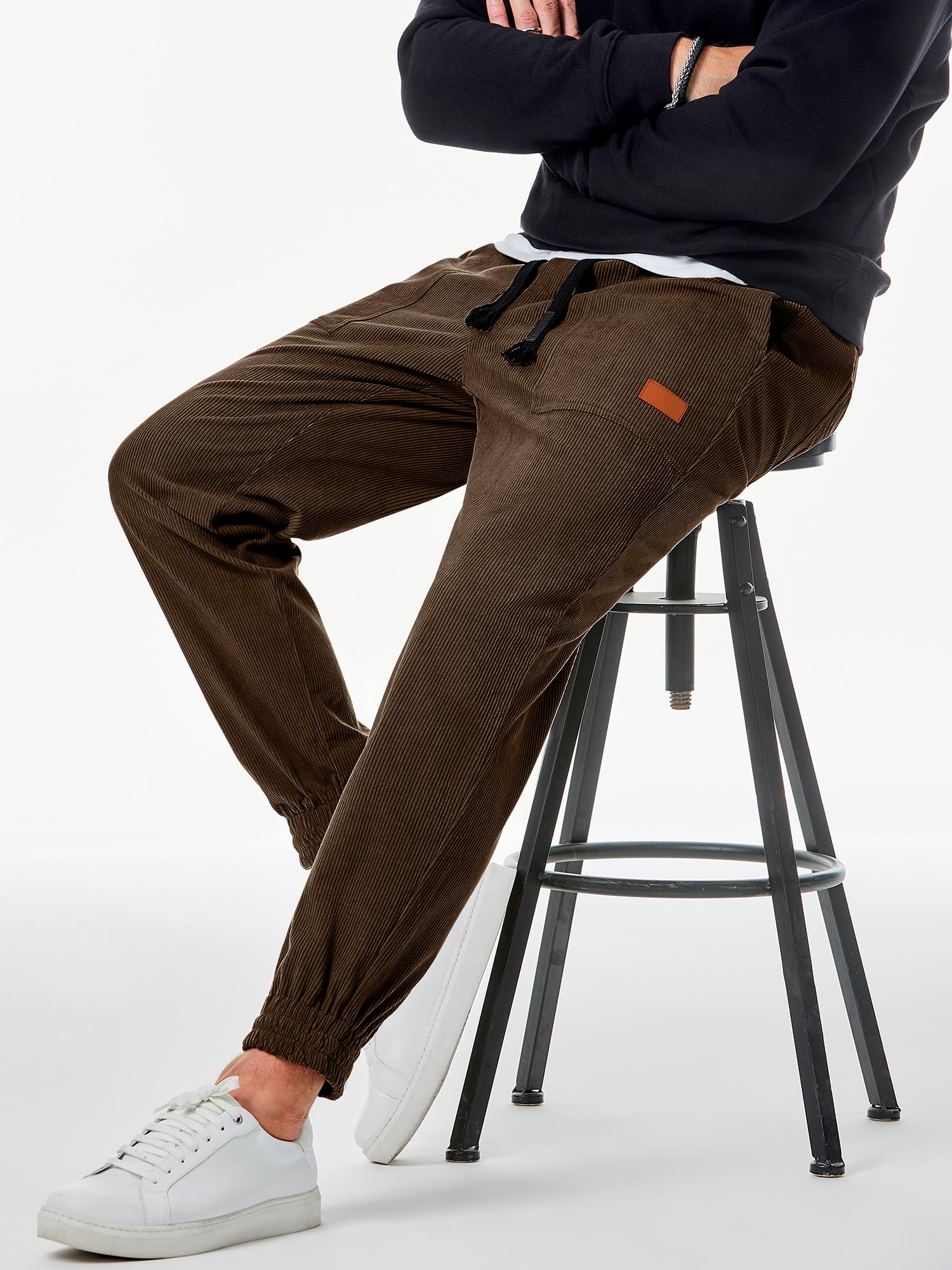 **JMIERR Men's Corduroy Joggers - Casual Cargo Pants with Drawstring Elastic Waist, Baggy Tapered Sweatpants & Pockets | Perfect for Lounge, Streetwear & Outdoor Activities**