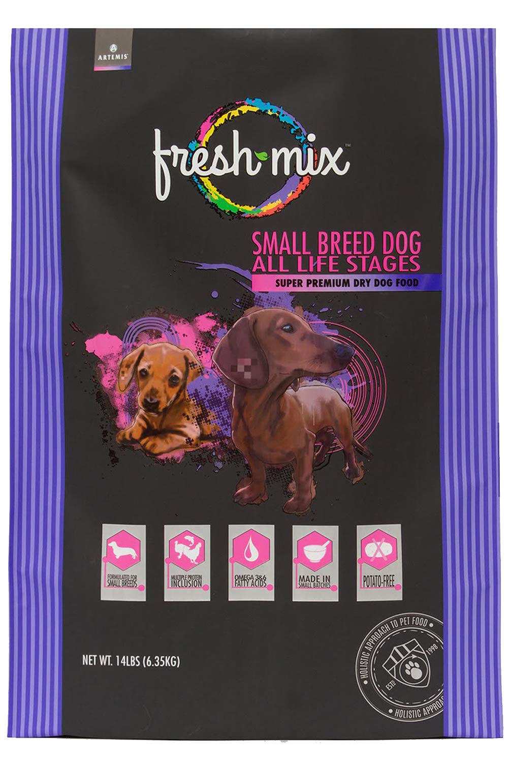 ARTEMIS Fresh Mix Dry Dog Food - Premium Meat Recipe with High Protein & Omega 3-6 for Small Breed Dogs, Puppies & All Life Stages - 4lb Bag | Ideal for Daily Nutrition & Healthy Coat Maintenance