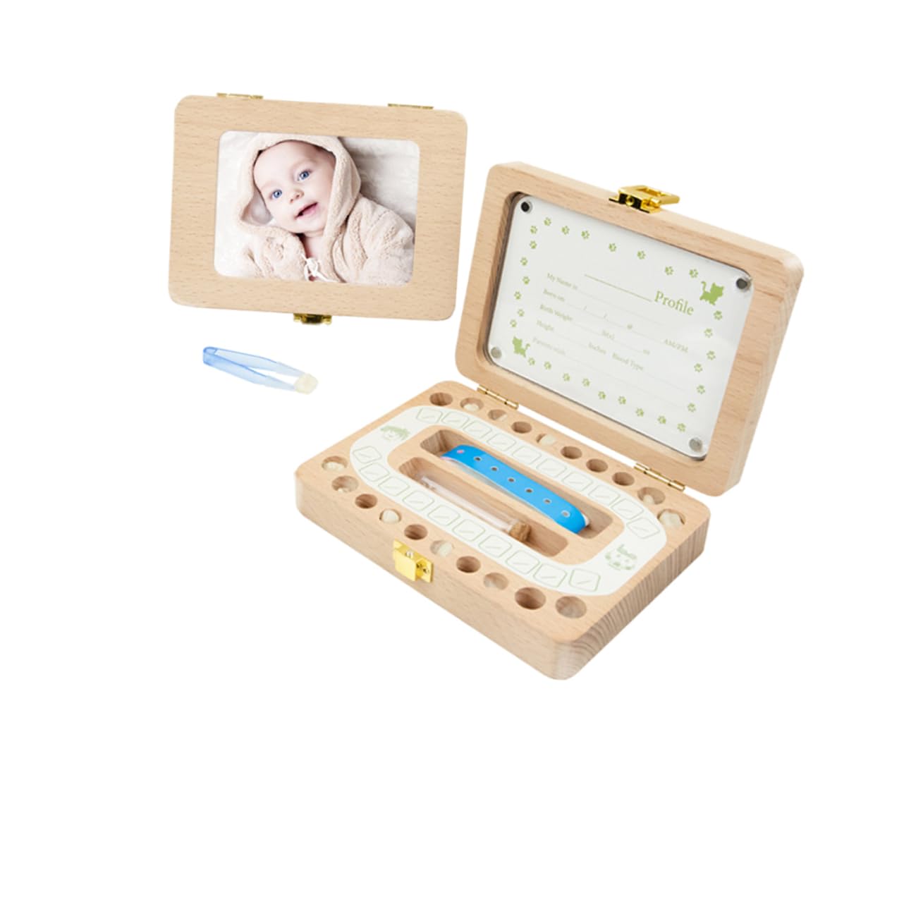 UPKOCH 3-Piece Wooden Baby Memory Box Set - First Tooth Keepsake Organizer, Newborn Shower Gift for Boys & Girls - Perfect for Storing Baby's First Curls, Hospital Bracelets and Milestone Mementos