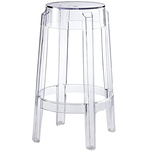 Home Square 2-Piece Clear Polycarbonate Counter Stool Set - 26.5