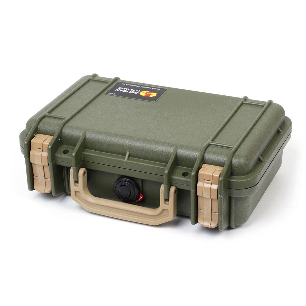 Pelican 1170 Protective Case - OD Green & Tan with Foam Insert | Waterproof, Shockproof Hard Case for Cameras, Electronics & Gear | Perfect for Travel, Outdoor Adventures & Equipment Storage