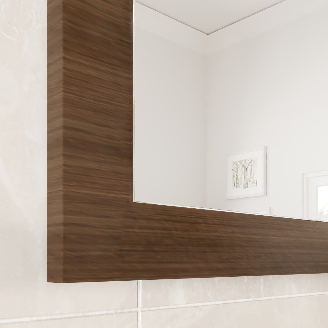 Eviva Sun 30x36 Inch Rectangular Gray Oak Wooden Framed Wall Mirror - Perfect for Bedroom, Bathroom, Living Room & Entryway Decor