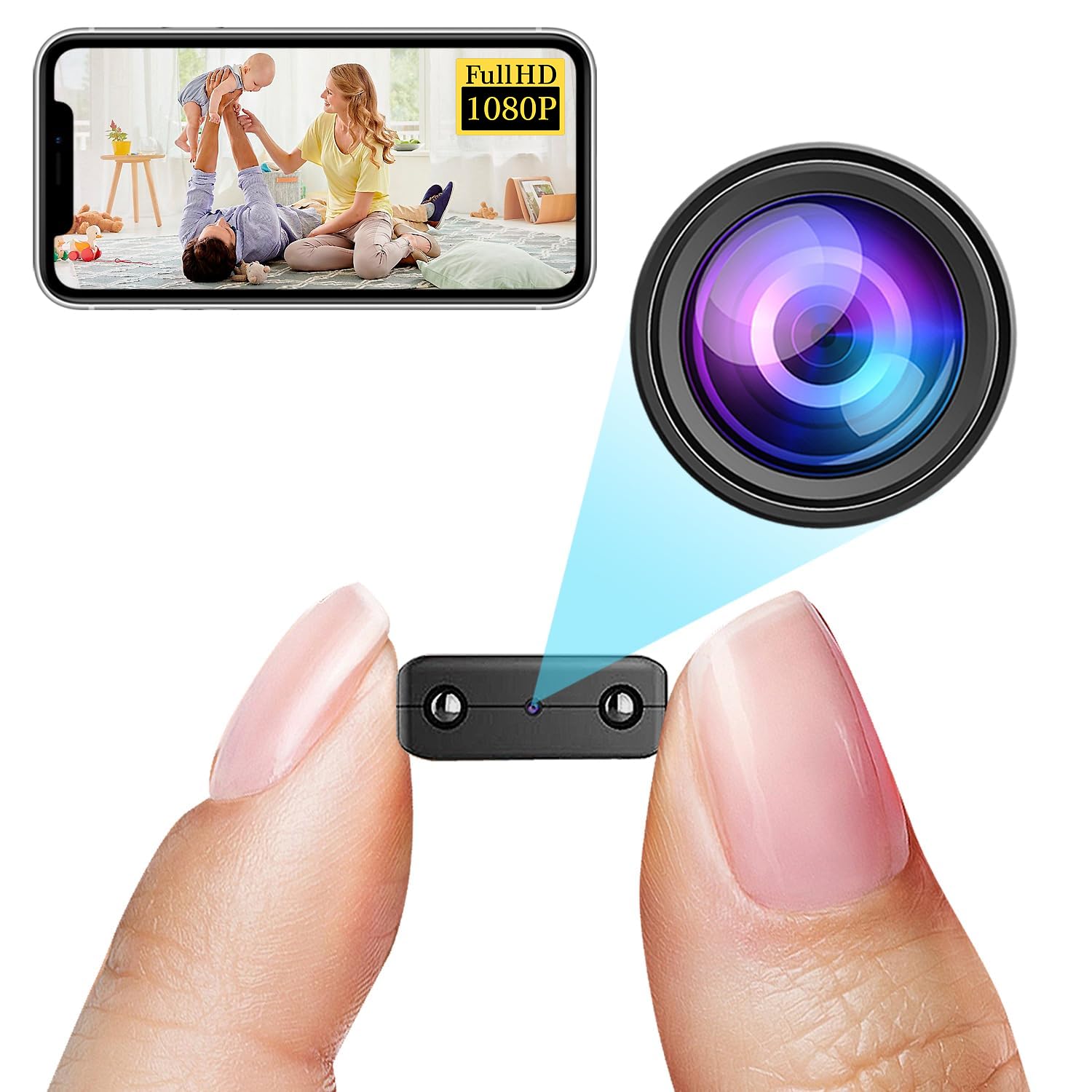 Mini Spy Camera - HD1080P Wireless WiFi Hidden Camera with Night Vision & Motion Detection for Home Security & Baby Monitoring