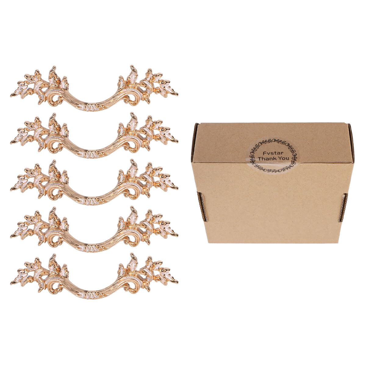 5-Pack Antique Rose Gold Dresser Handles - Vintage Farmhouse Cabinet Pulls & Knobs for Kitchen, Dresser, Drawers - 2.5
