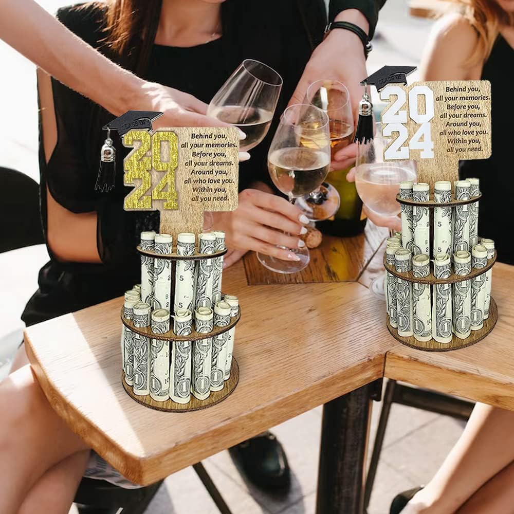 2024 Graduation Money Cake Holder - Unique Graduation Gift Ideas for High School & College Grads - White Money Cake Box for Cash Gifts - Perfect for Graduation Parties & Celebrations