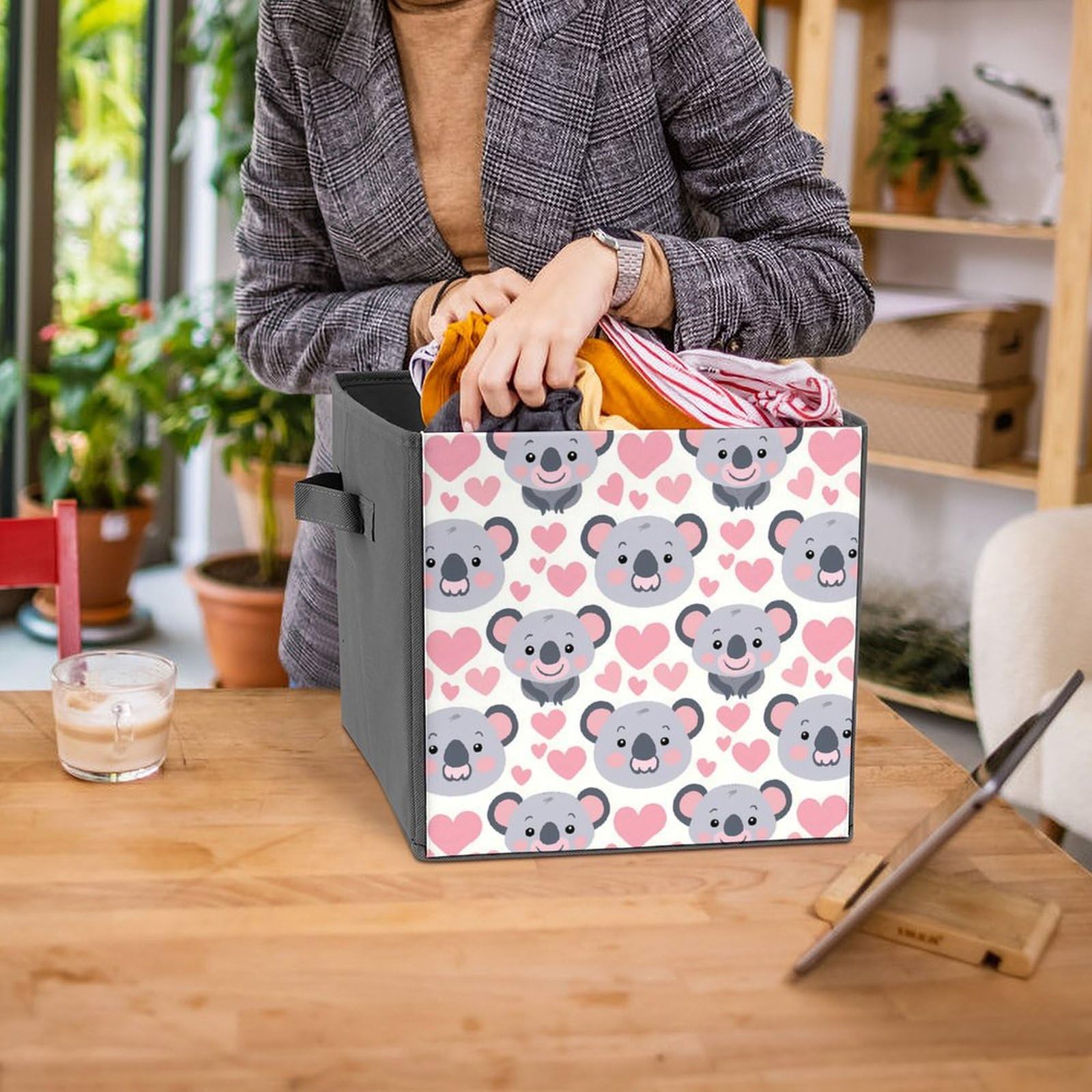 Cute Koala Storage Bins with Handles - Foldable Organizer for Home & Office
