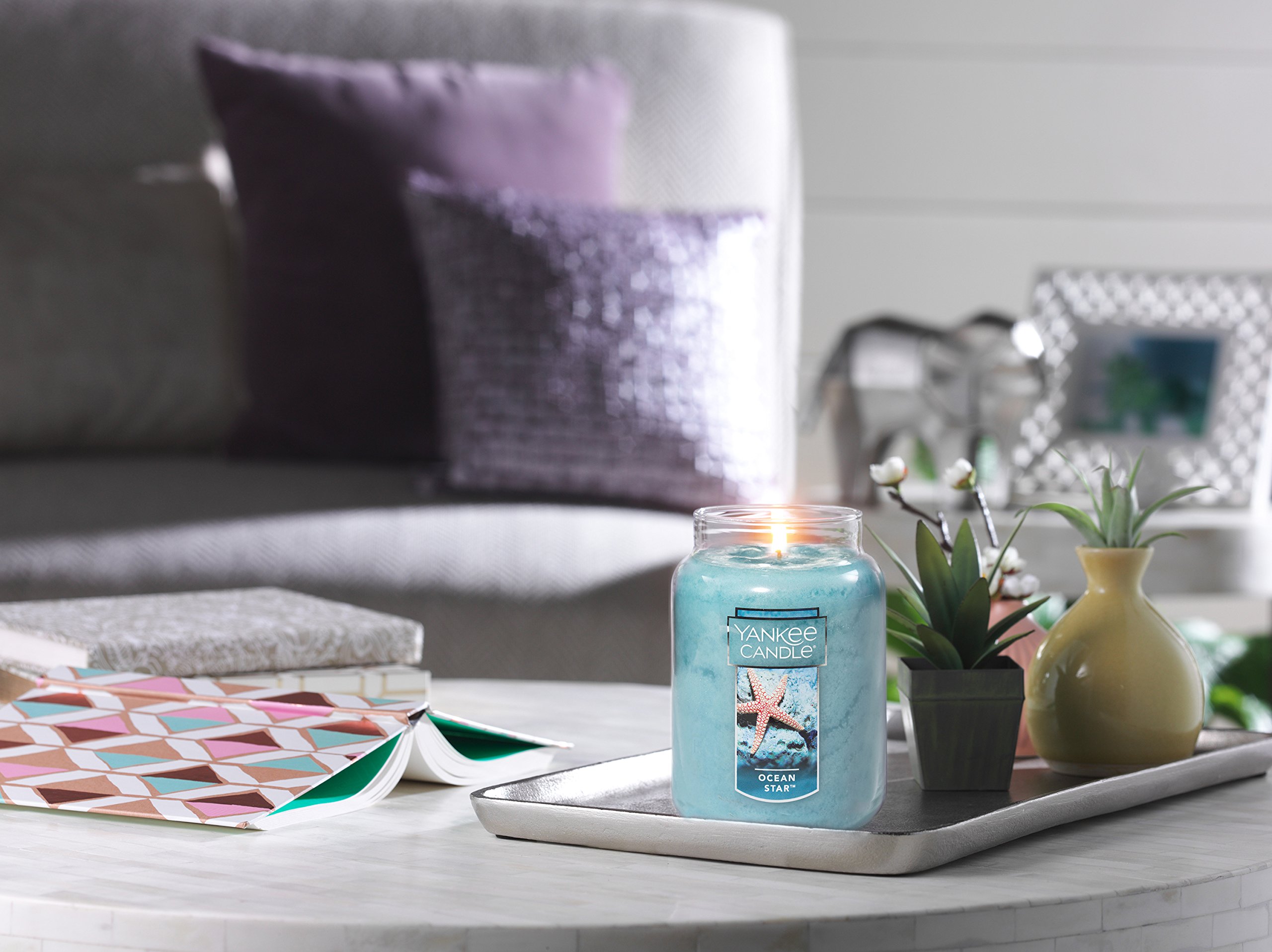 Yankee Candle Ocean Star Scented Candle - 22oz Large Jar with Single Wick, 110+ Hours Burn Time | Fresh Ocean Fragrance for Home, Office & Relaxation