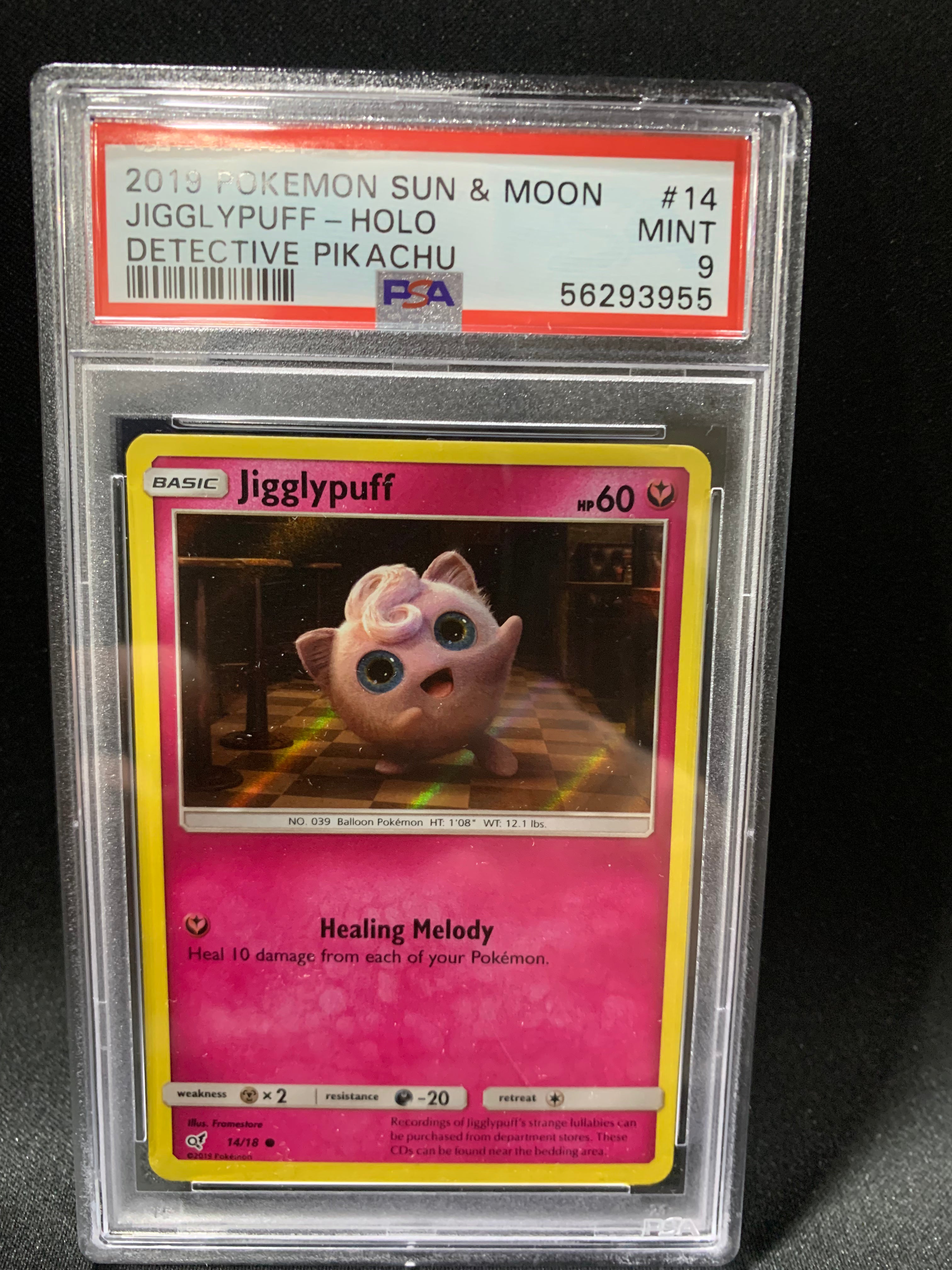 2019 Pokemon Sun & Moon Detective Pikachu Jigglypuff Holo #14 PSA Mint 9 - Rare Collectible Card for Trading, Gaming & Display