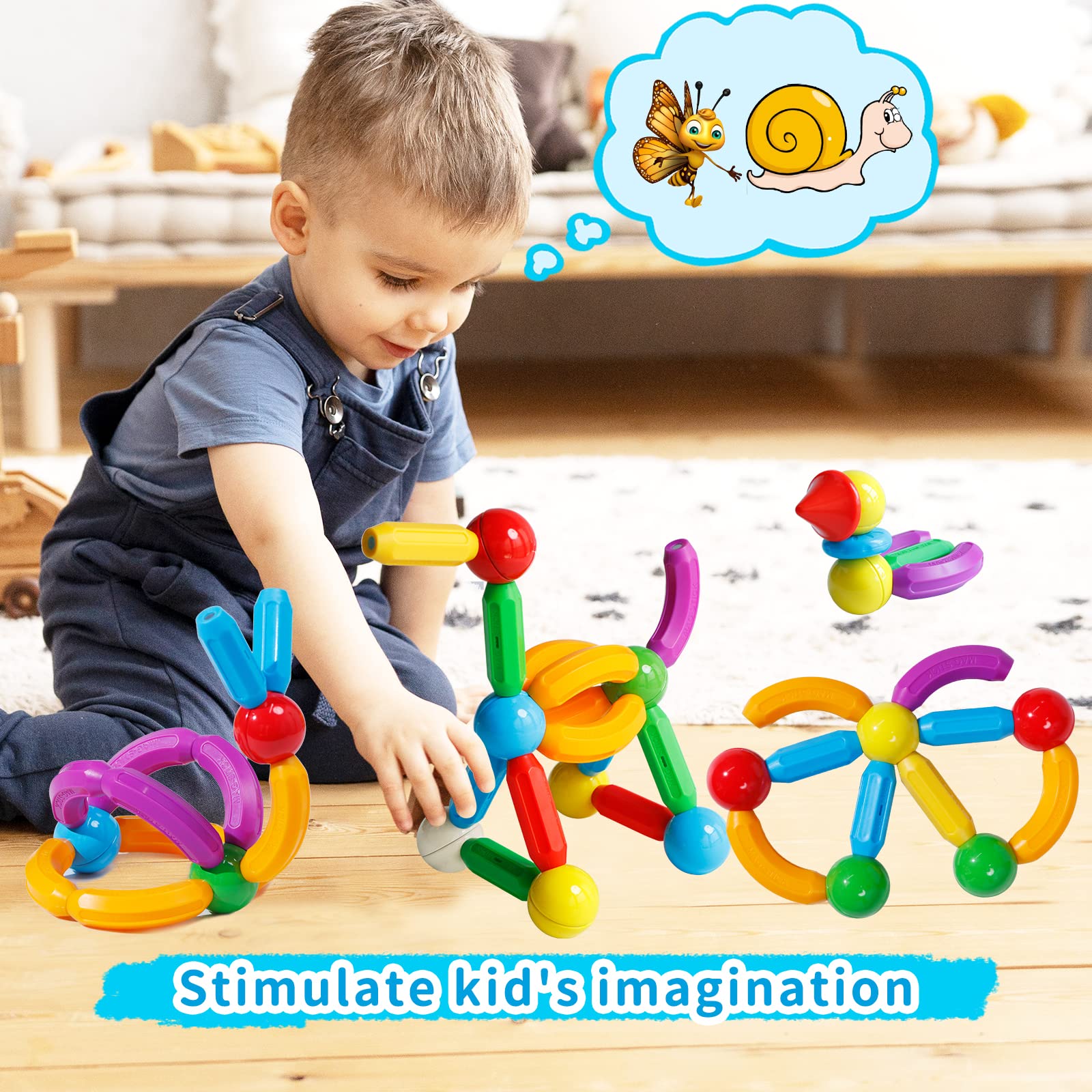 TOKBLOK Magnetic Building Blocks for Kids Ages 3+ | STEM Educational Toys for Toddlers | Montessori Learning Toys for Boys & Girls | Creative Construction Set with Magnetic Sticks | Perfect Gift for Preschoolers - Great for Classroom, Home Play & Early Childhood Development