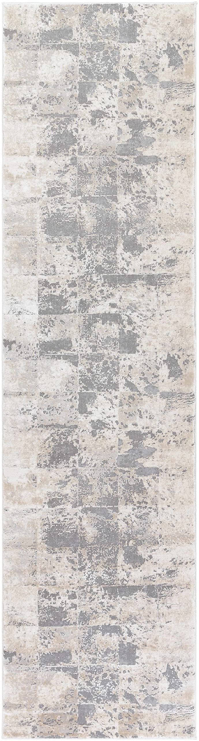 Premium Hauteloom Lares Hallway & Kitchen Runner Rug - Soft Hide, Leather & Fur - Gray & Beige - 2'7