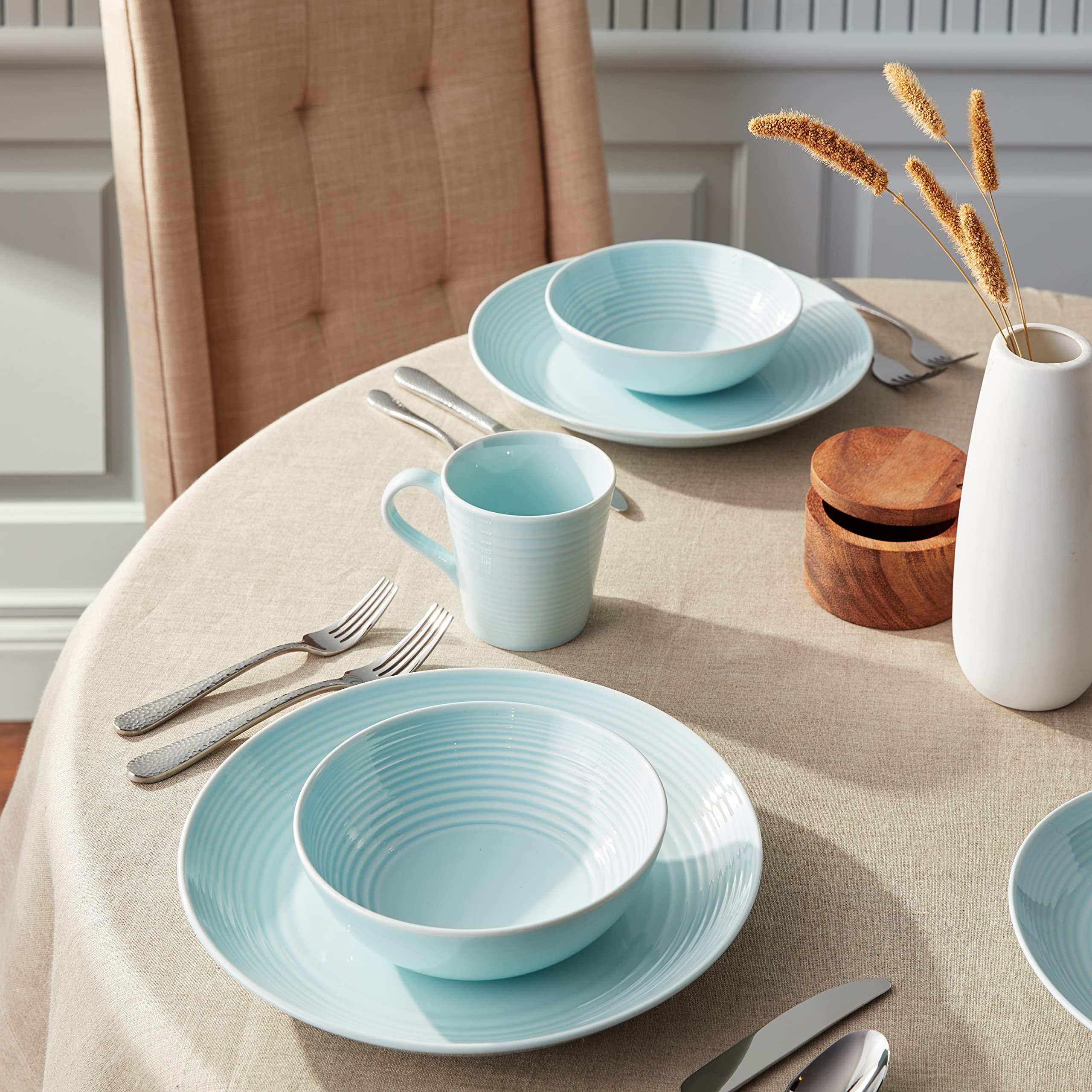 Royal Doulton Gordon Ramsay Maze Blue 16-Piece Dinnerware Set - Elegant Porcelain Dinner Plates, Bowls & Mugs - Perfect for Fine Dining, Dinner Parties & Home Entertaining