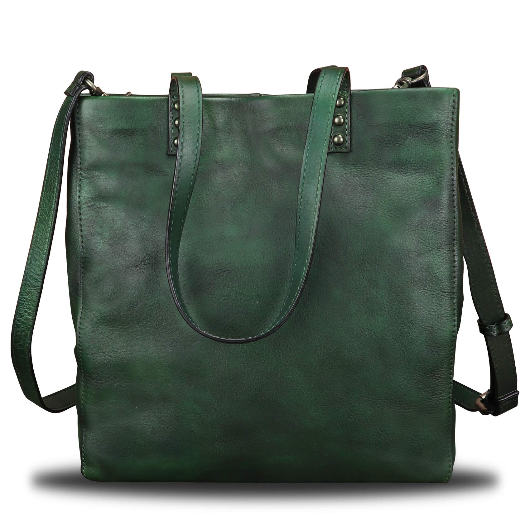 Genuine Leather Tote Bag for Women - Handmade Satchel Purse with Top Handle & Shoulder Strap - Vintage Style Work Bag, Travel & Everyday Use