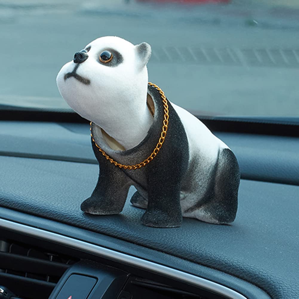 Lucky Panda Bobble Head Figurine - Cute Nodding Panda Car Dashboard Ornament for Vehicle Decoration | Perfect for Car, Office Desk, and Home Decor Gifts