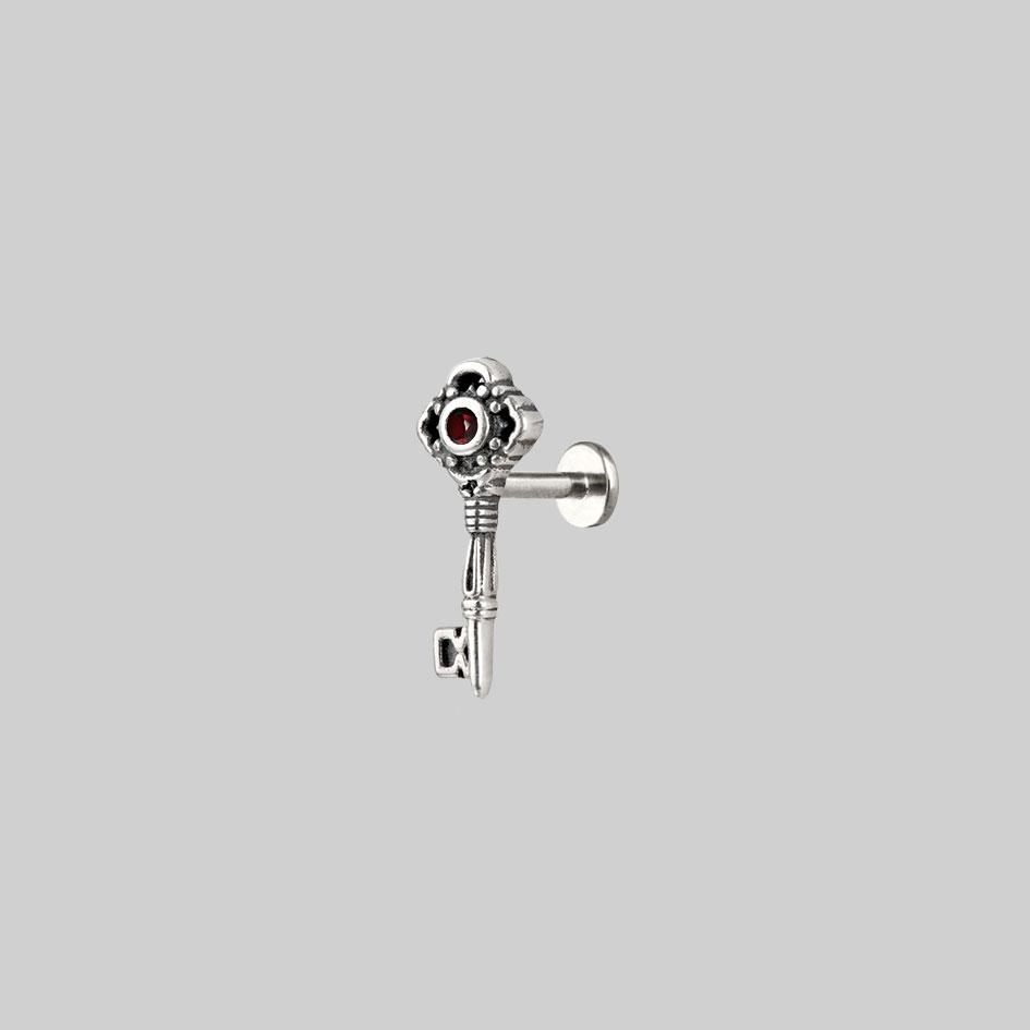 TWILIGHT Silver Skeleton Key Stud Earrings for Women - Gothic Jewelry, Vintage Style Earrings for Daily Wear, Parties, and Special Occasions