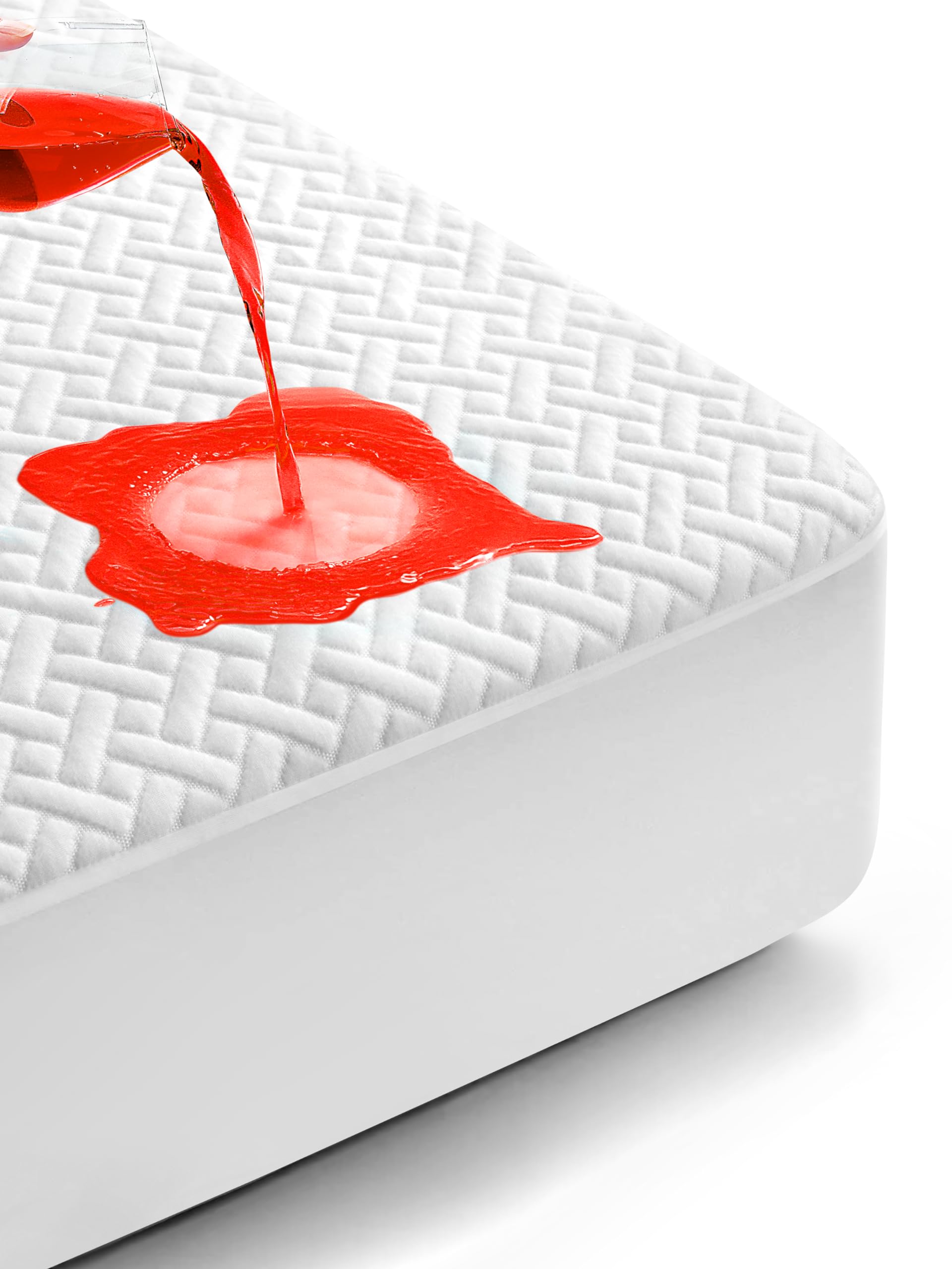 King Waterproof Mattress Protector - Premium Bamboo Viscose Mattress Pad, Ultra Soft & Breathable, Noiseless Fitted Mattress Cover for 8