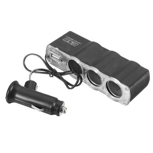 3-Way Car Cigarette Lighter Splitter with Dual USB Charger Ports (2.4A/12V) - Compatible with iPhone 15/14/13/12/11/X/8/7, Samsung Galaxy - Perfect for Road Trips & Multi-Device Charging