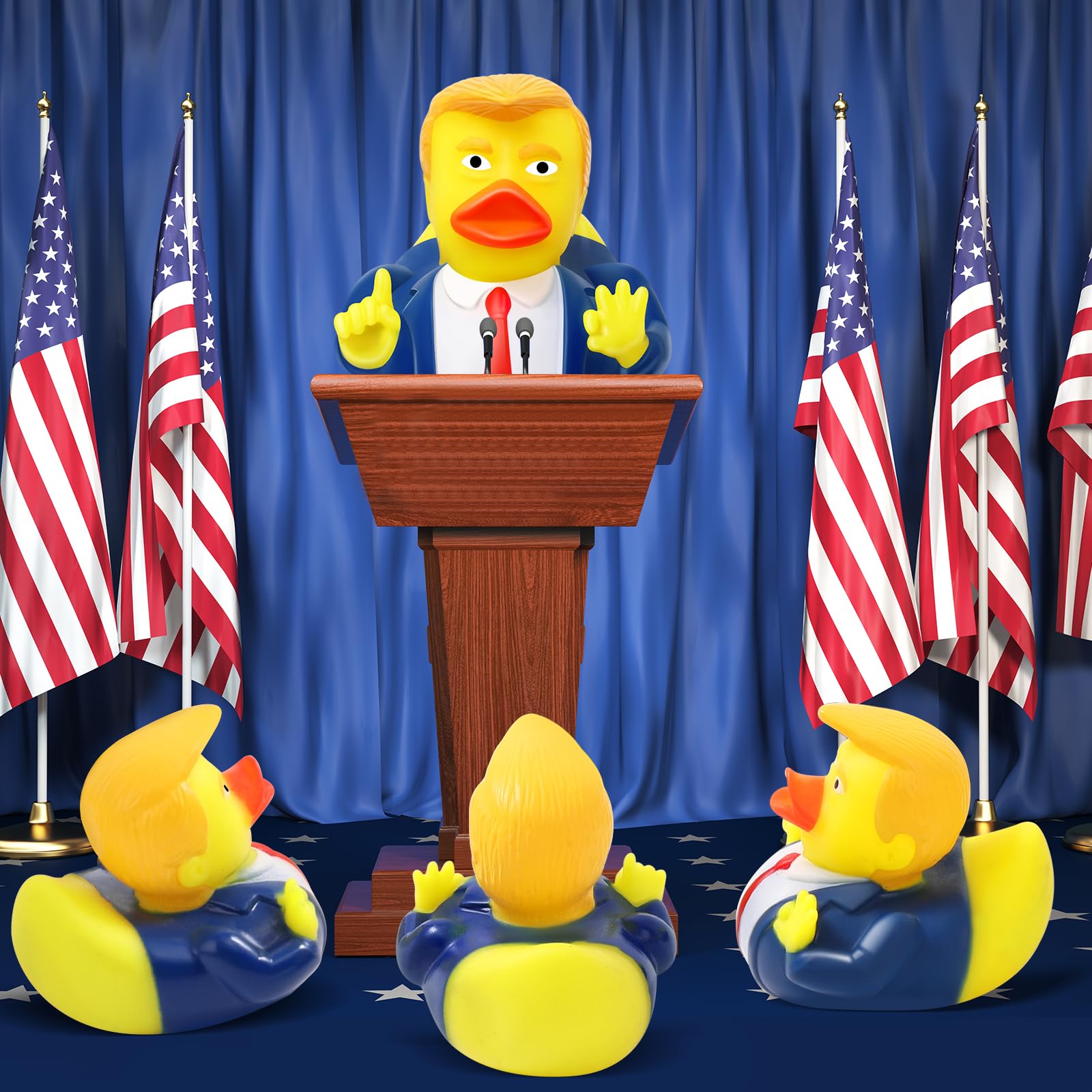 12 Pcs Donald Trump Rubber Duckies - Funny President-Themed Bath Toys for Kids & Adults, Great for Jeep Ducking Gifts, Easter Basket Stuffers & Car Dashboard Decorations - Perfect for Bath Time, Prank Gifts & Political Humor Collections