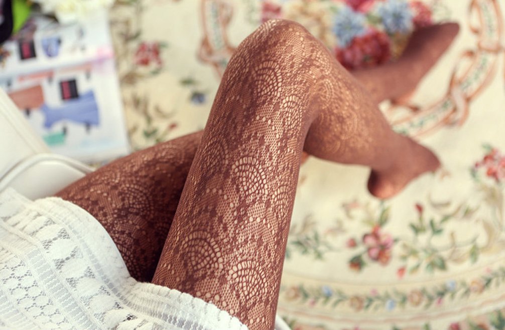 Sexy Lace Fishnet Stockings for Women - Coffee Pantyhose & Lingerie Tights - Perfect for Date Night, Cosplay & Boudoir Photography