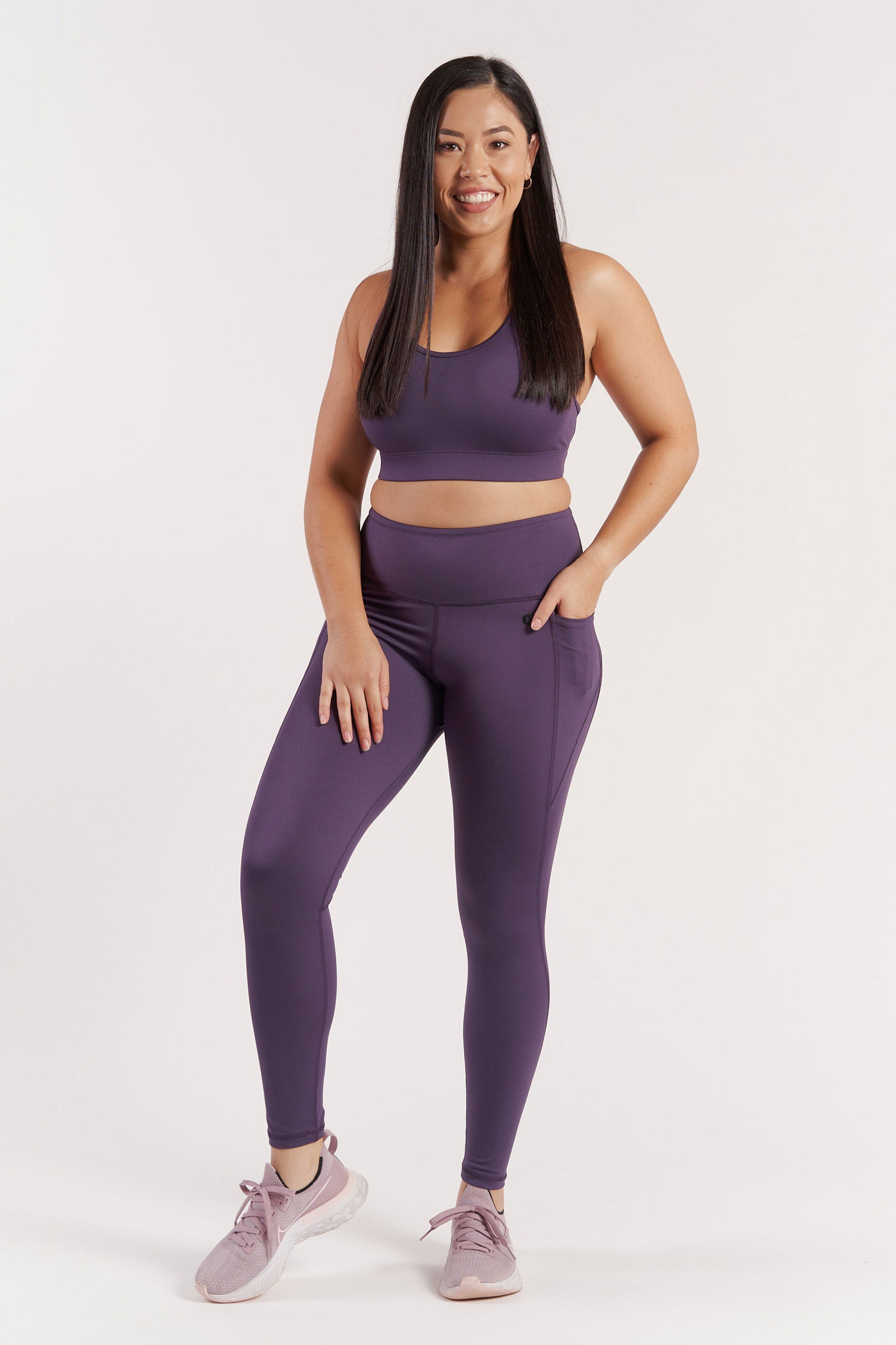 High-Waisted Training Pocket Move Leggings for Women - Blackcurrant Color - Perfect for Yoga, Running & Gym Workouts