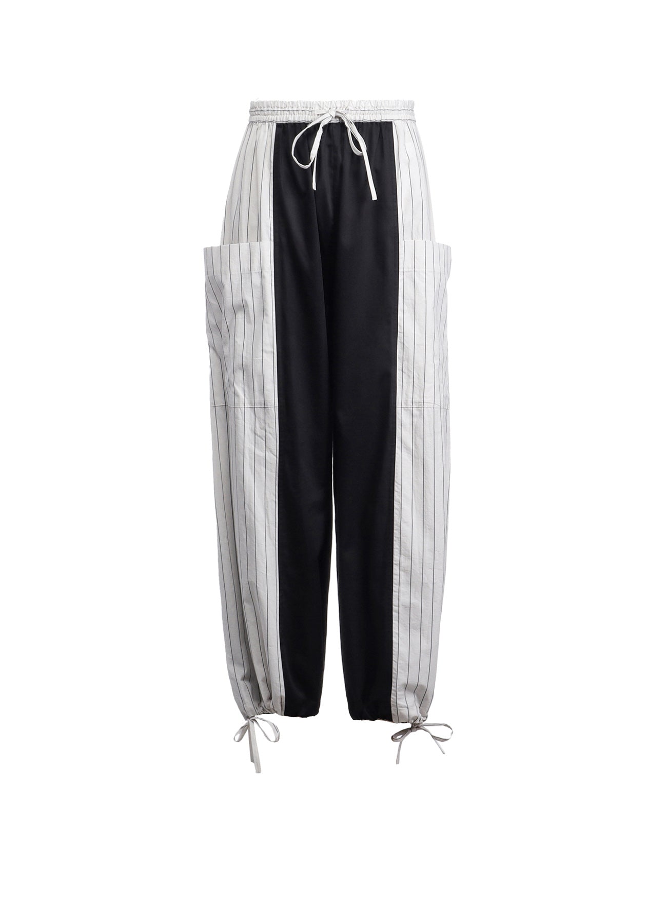 **Cotton Satin Stripe Switching Pants for Women - Comfortable Lounge & Sleep Pants (Medium) - Perfect for Relaxing at Home, Yoga, and Travel**
