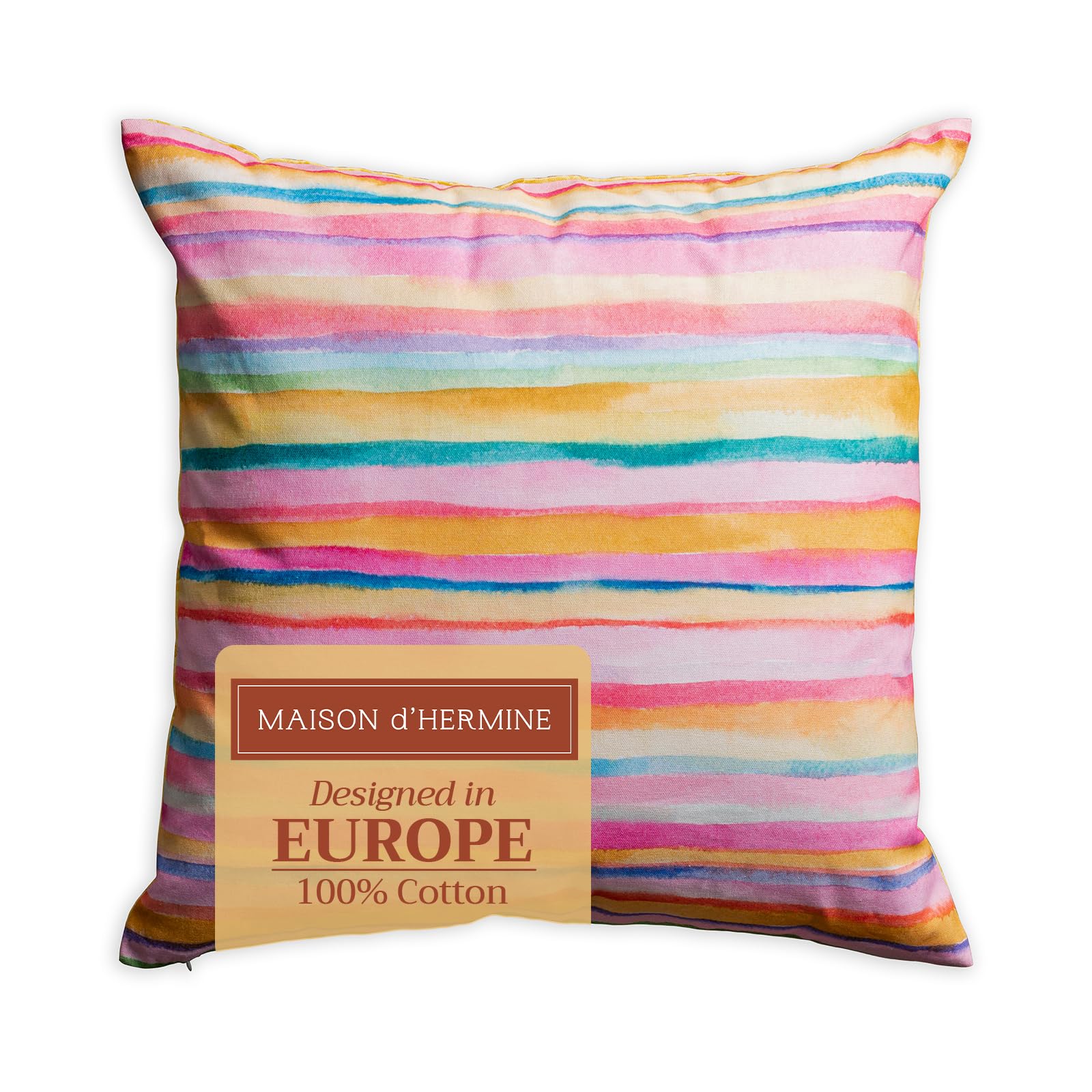 20x20 Inch Decorative Pillow Covers 100% Cotton Square Throw Pillow Covers with Zipper - Perfect for Sofa, Couch, Bedroom & Easter Home Decor (Hesperides Bayadere Design by Maison d'Hermine) - Cozy Living Room Accent & Seasonal Holiday Decoration