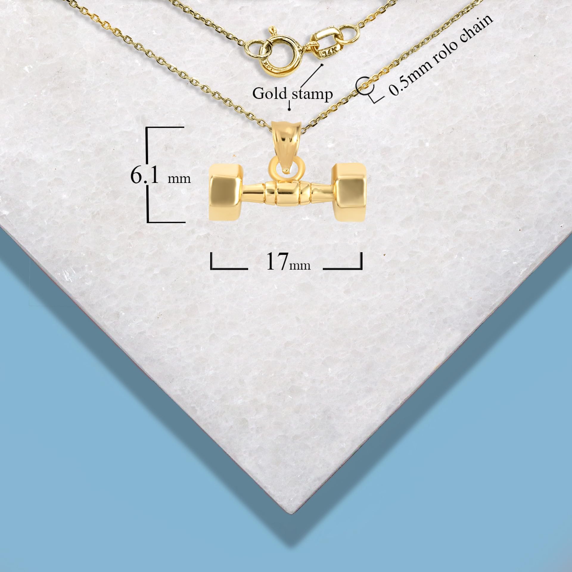 10Kt Gold Dumbbell Weightlifting Necklace for Men & Women - Gym Jewelry, Fitness Pendant, Workout Accessory - Perfect for Bodybuilders, Athletes & Fitness Enthusiasts