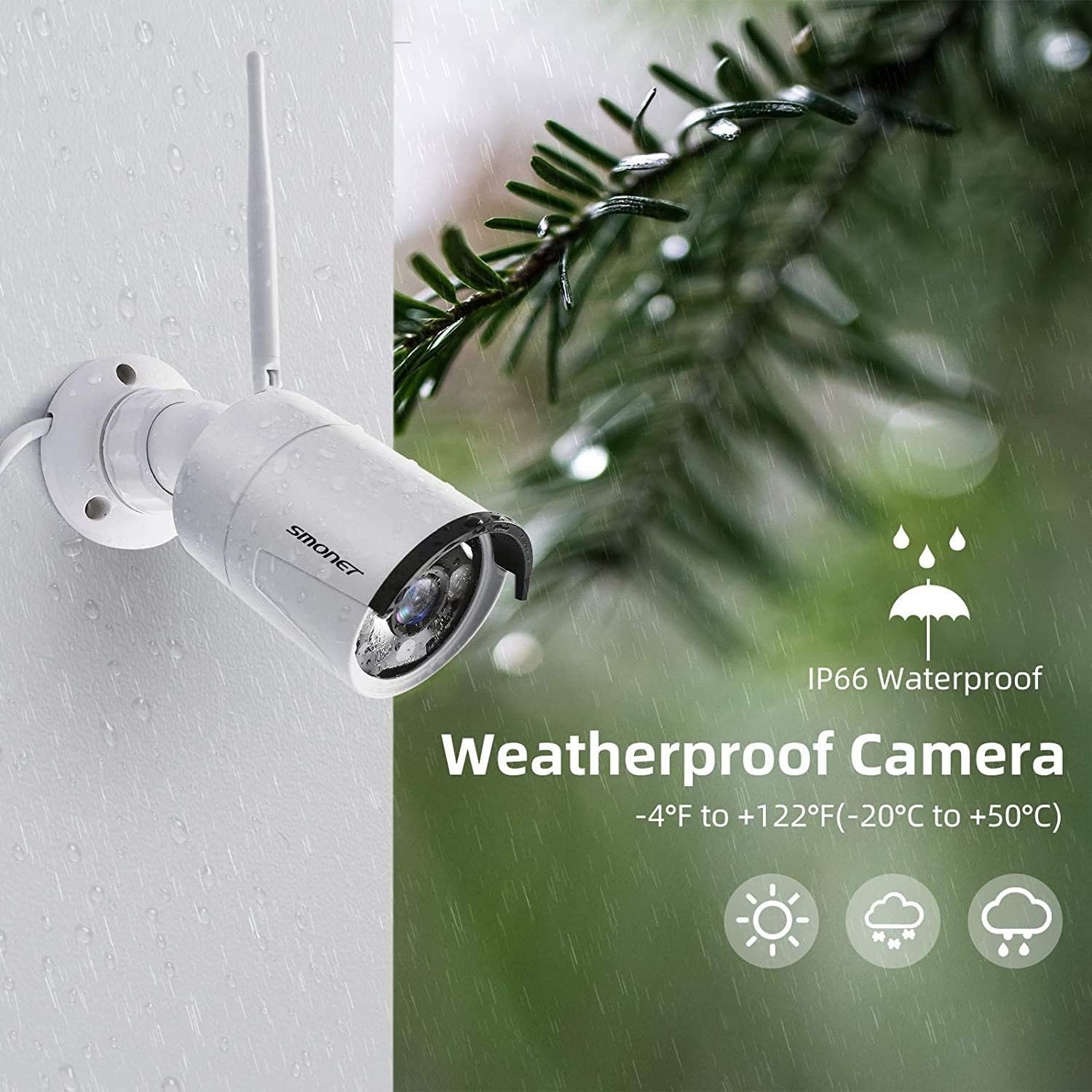 SMONET 8CH 1080P Wireless Security Camera System with 4x 2MP HD Cameras, 3TB HDD, Night Vision & Motion Detection - Indoor/Outdoor Home Surveillance DVR Kit with 24/7 Recording & Free App for Smartphone Monitoring | Perfect for Home, Office & Business Security