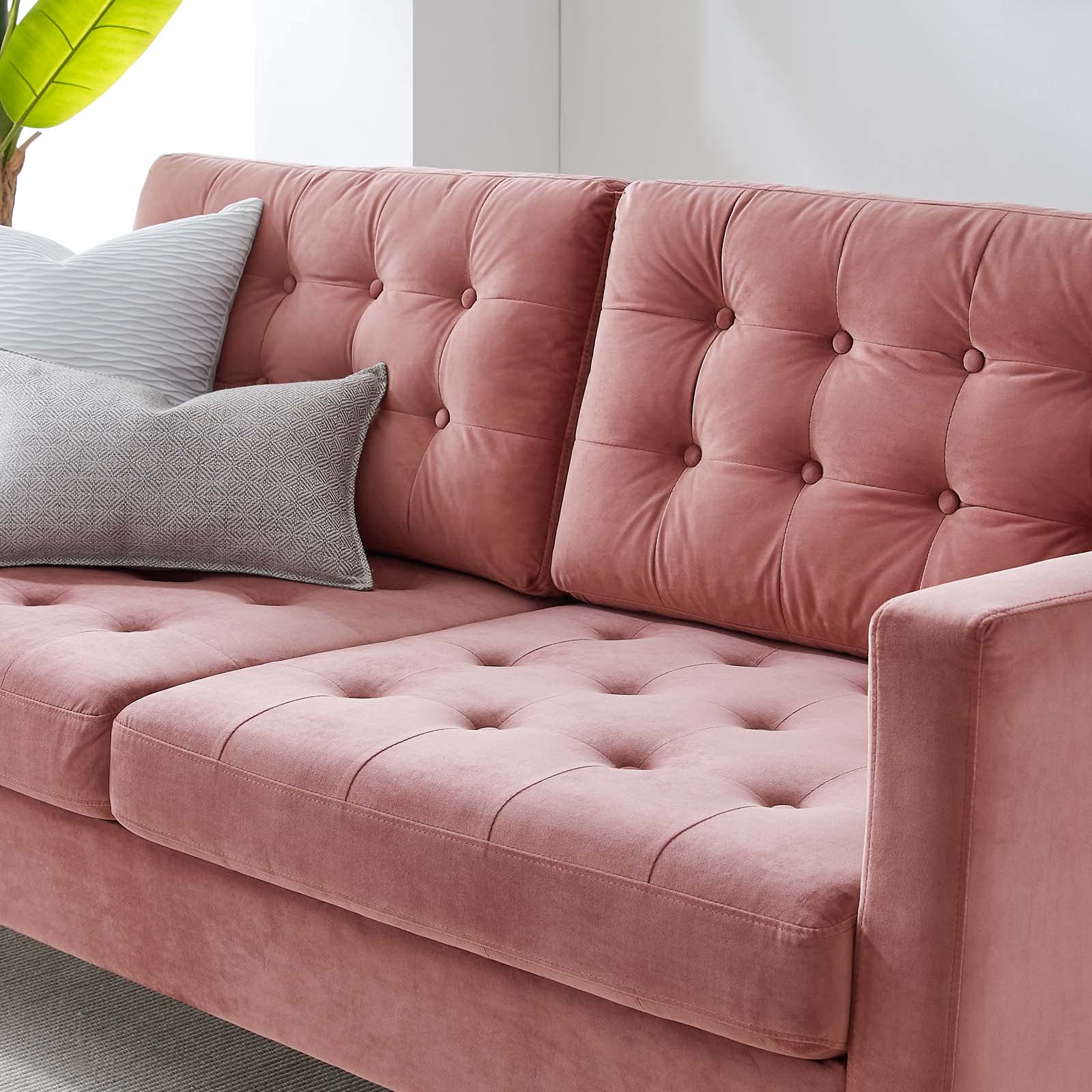 Modway Exalt Sofa - Modern Mid-Century Loveseat with Soft Fabric Upholstery in Dusty Rose | Perfect for Living Rooms, Apartments & Small Spaces