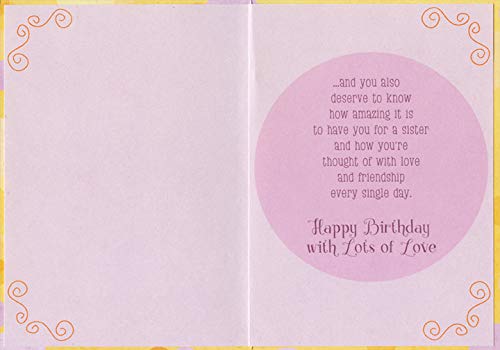 Designer Greetings 'You Deserve The Wishes' Yellow Birthday Card for Sister - Perfect for Sister's Birthday Celebrations & Special Occasions