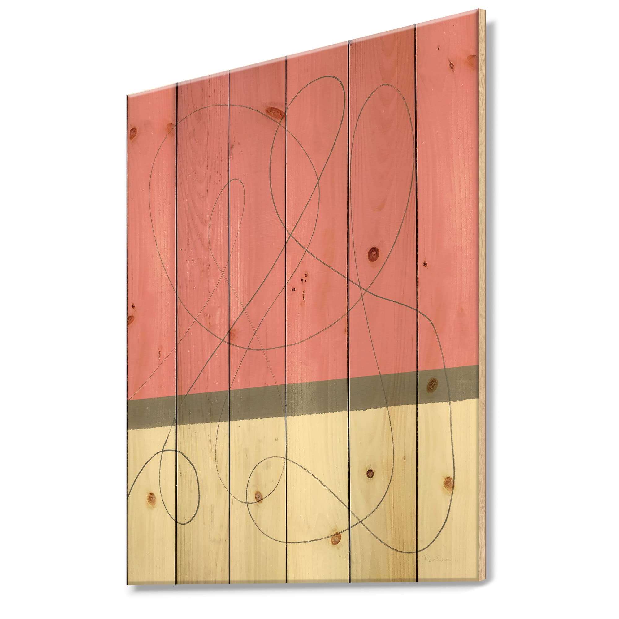 Modern Geometric Wood Wall Art - Pink & Neutral Neapolitan Design, Large Contemporary Wood Wall Decor Panels Printed on Natural Pine - Perfect for Living Room, Bedroom & Office Decor
